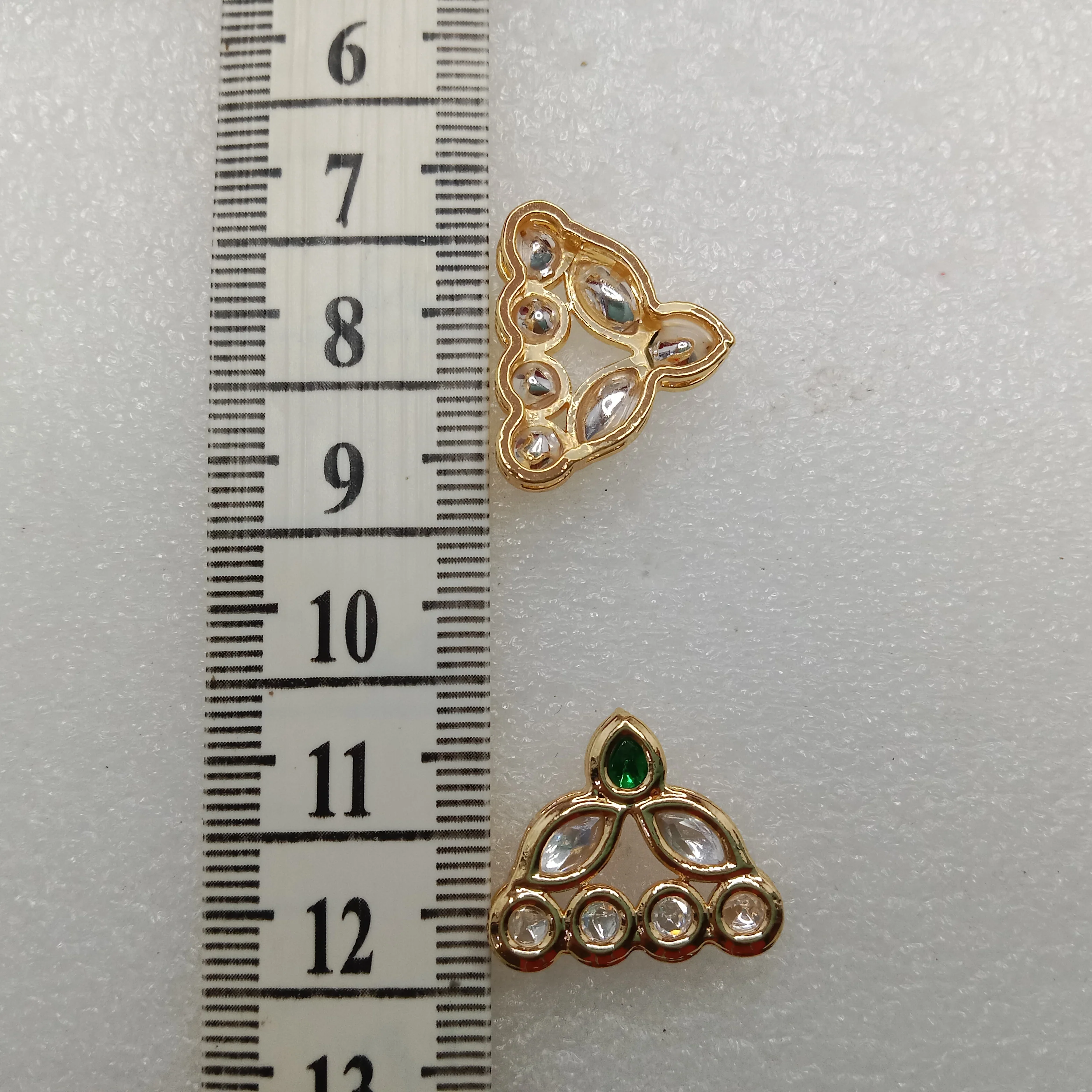 Dark green(6pcs) high quality  samosa shape kundan connectors 18mm(2cm)