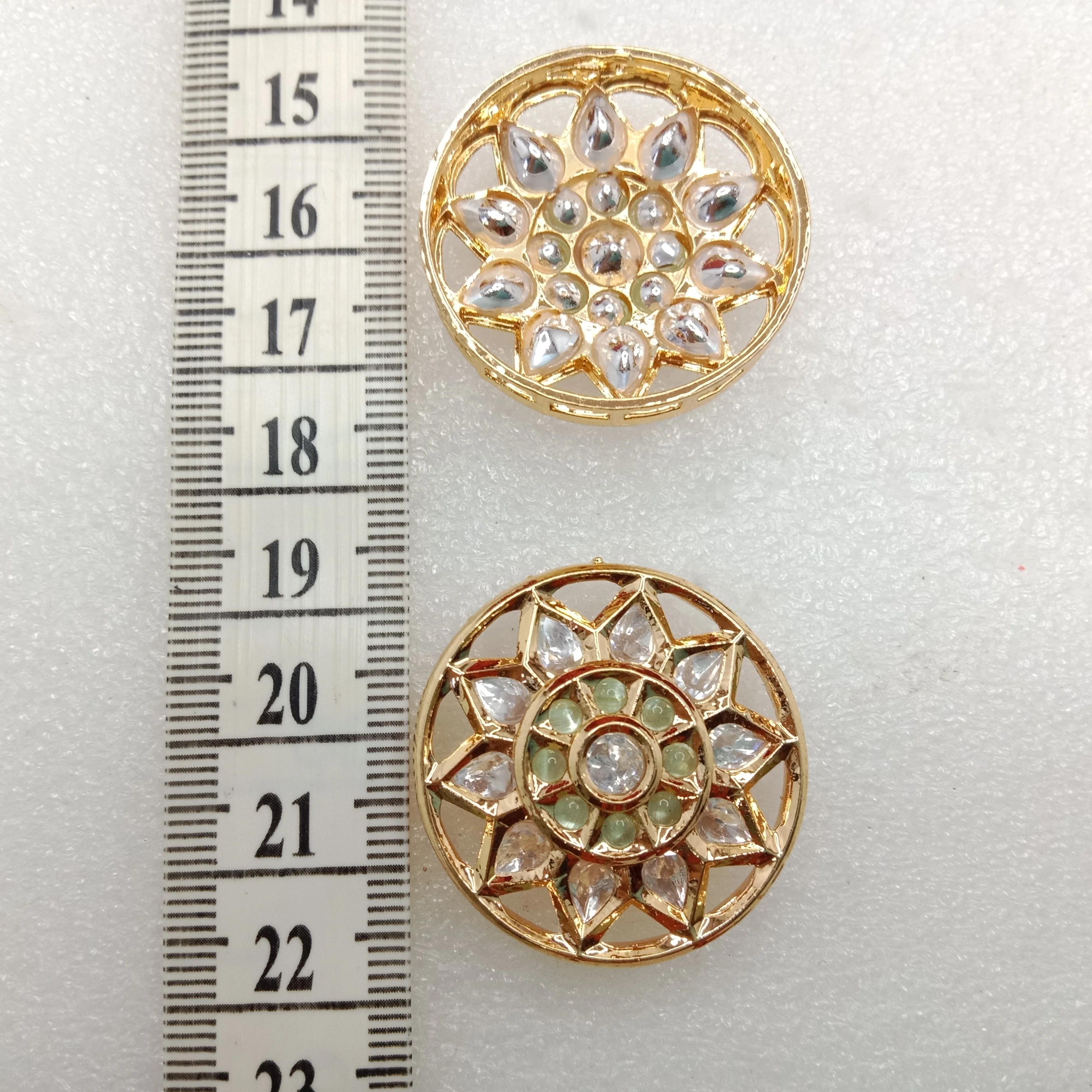 Mint (2pcs) high quality round shape kundan connectors 33mm(3cm)