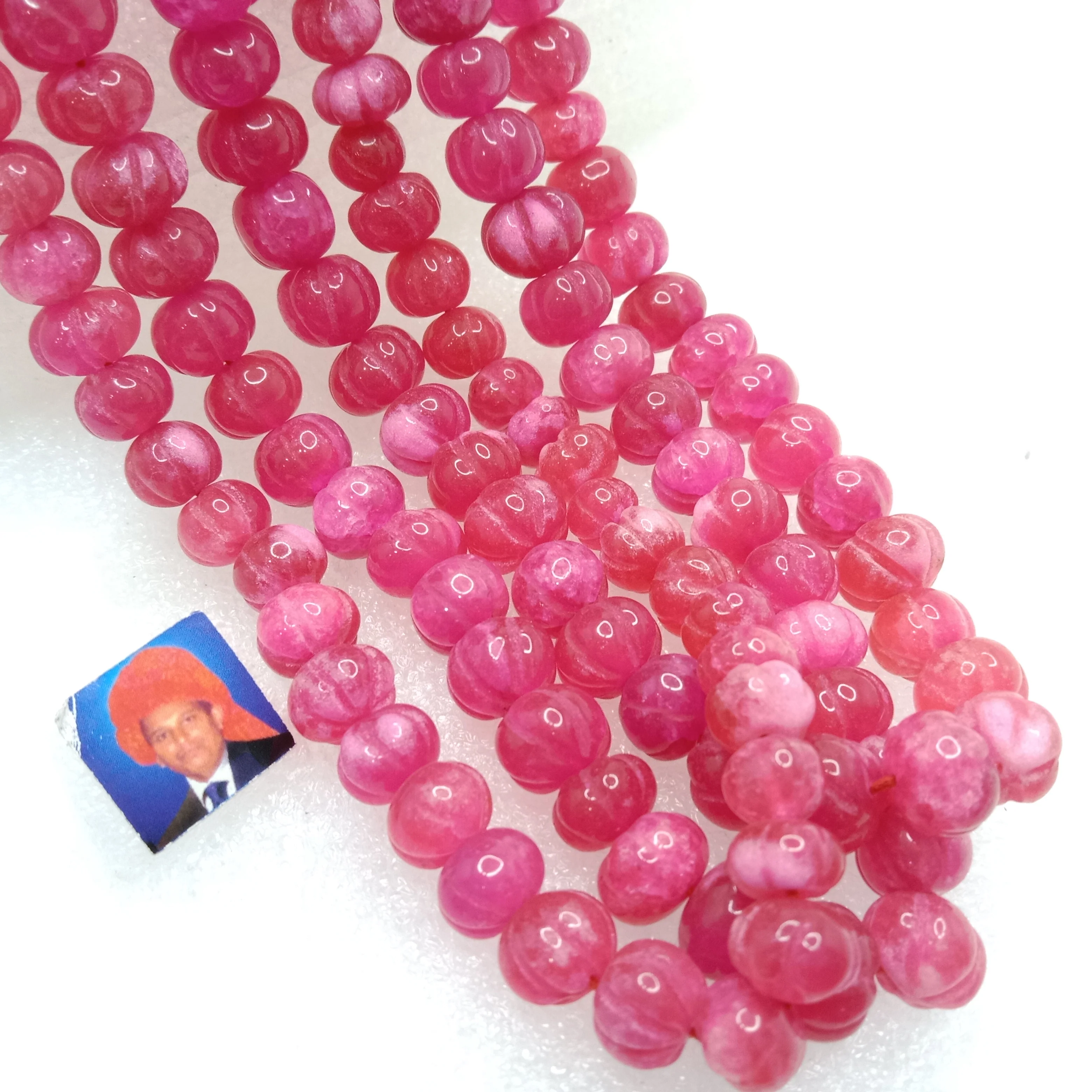 Dar pink high quality pumpkin beads 10 mm 1 string