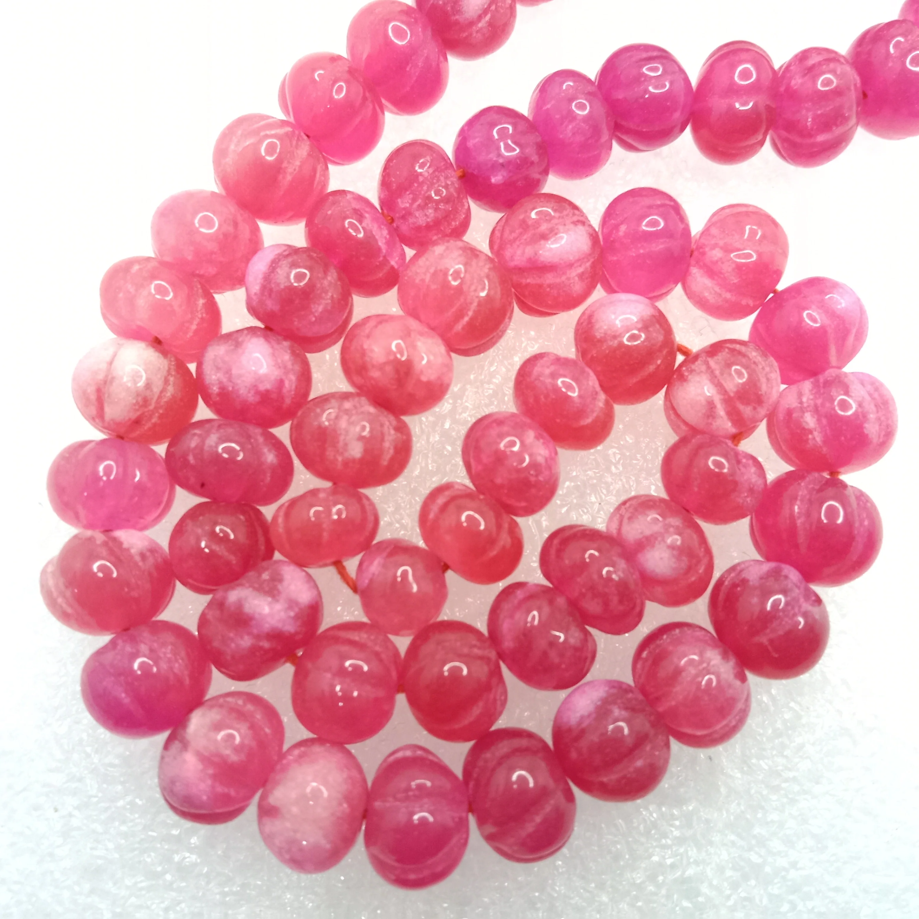 Dar pink high quality pumpkin beads 10 mm 1 string
