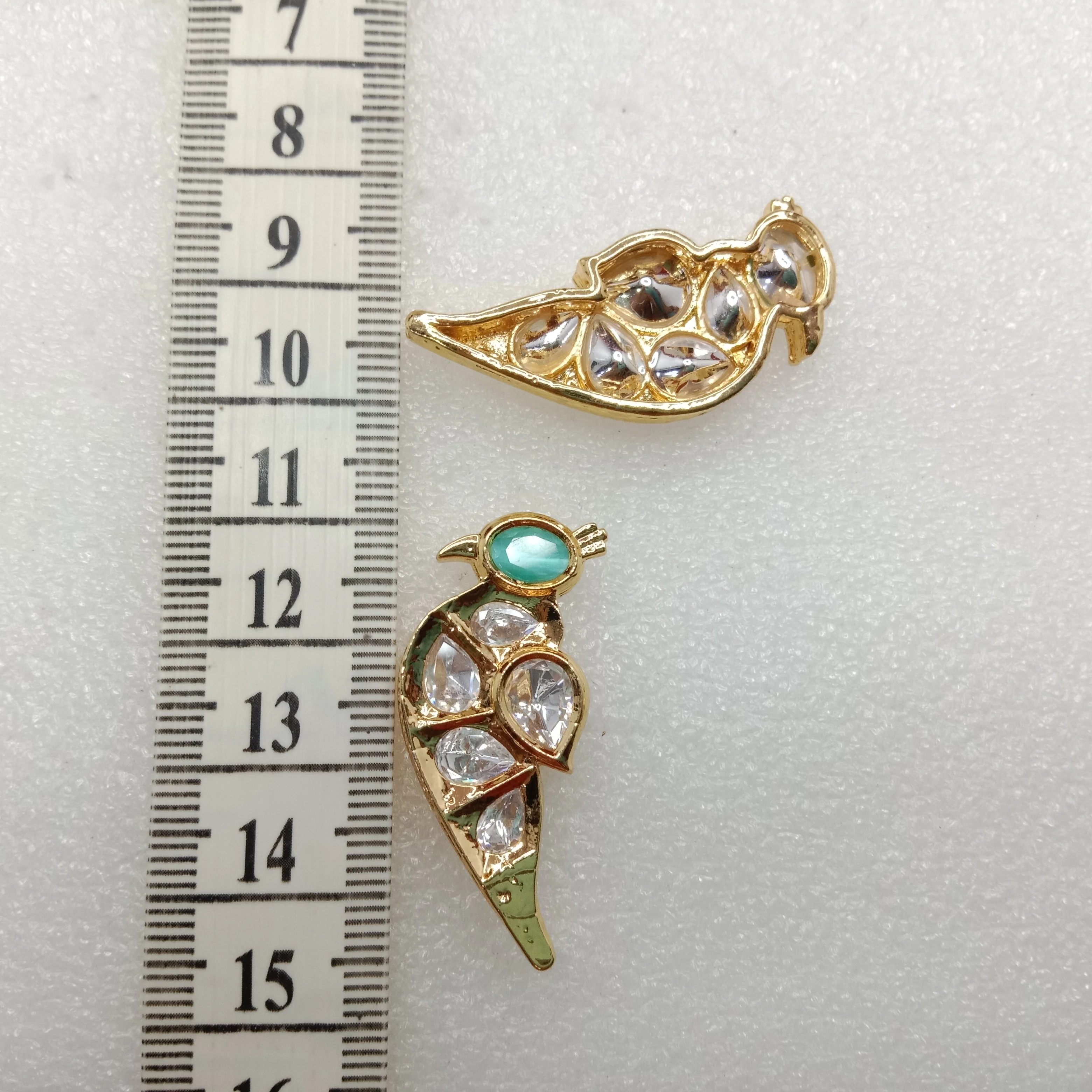 Mint (4pcs) high quality  parrot shape kundan connectors (39mm) (4cm)