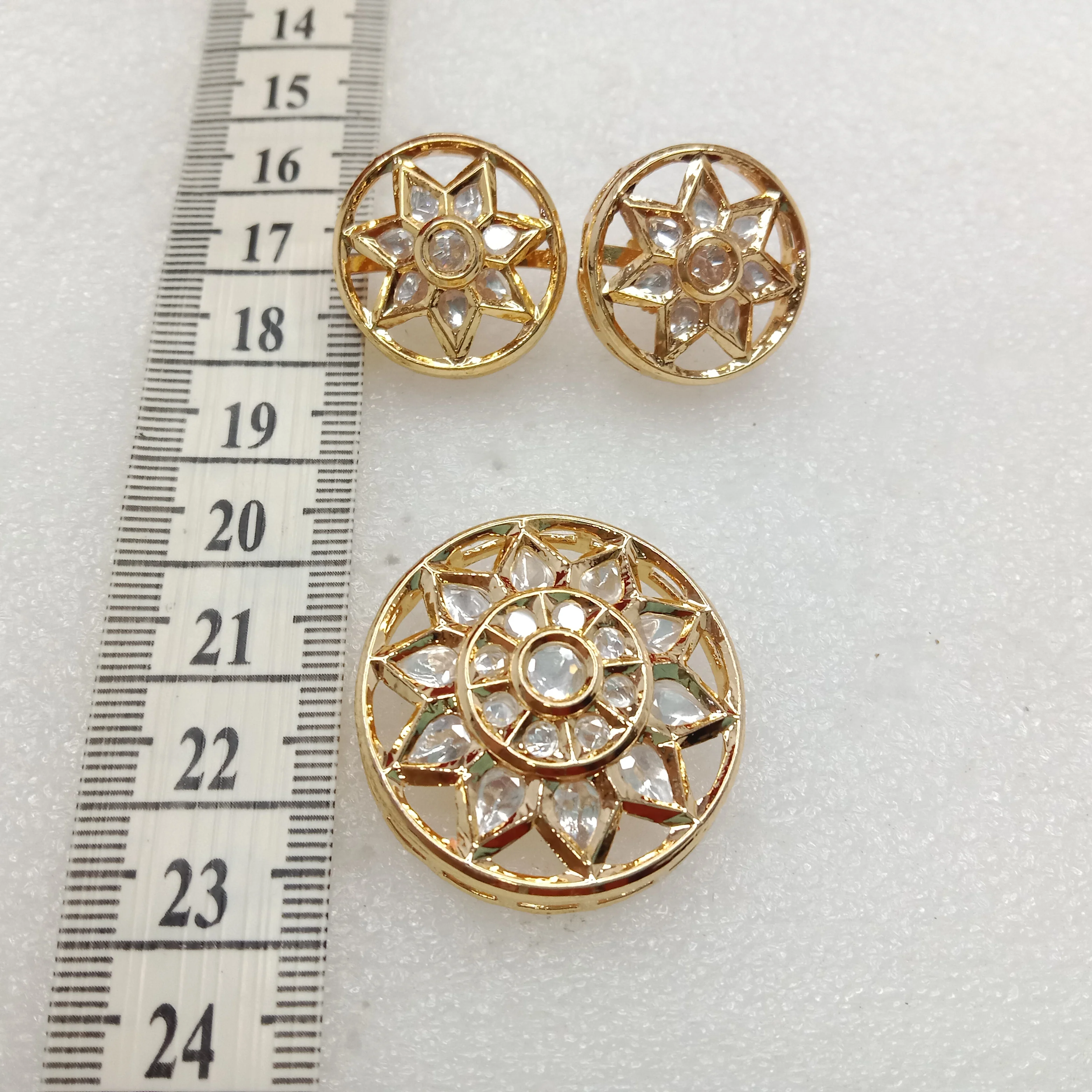 White (1set) high quality kundan pendant set round shape 33mm(4cm)