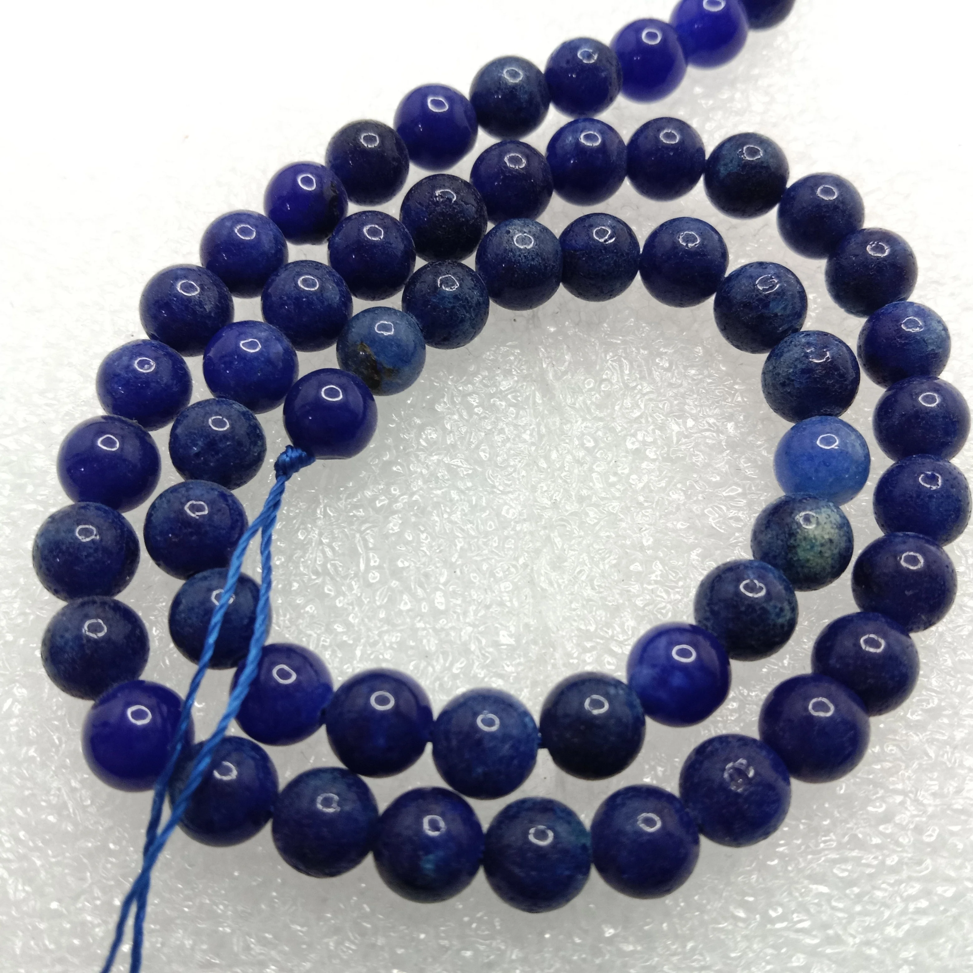 Dark blue 6mm plan agate beads 1 string