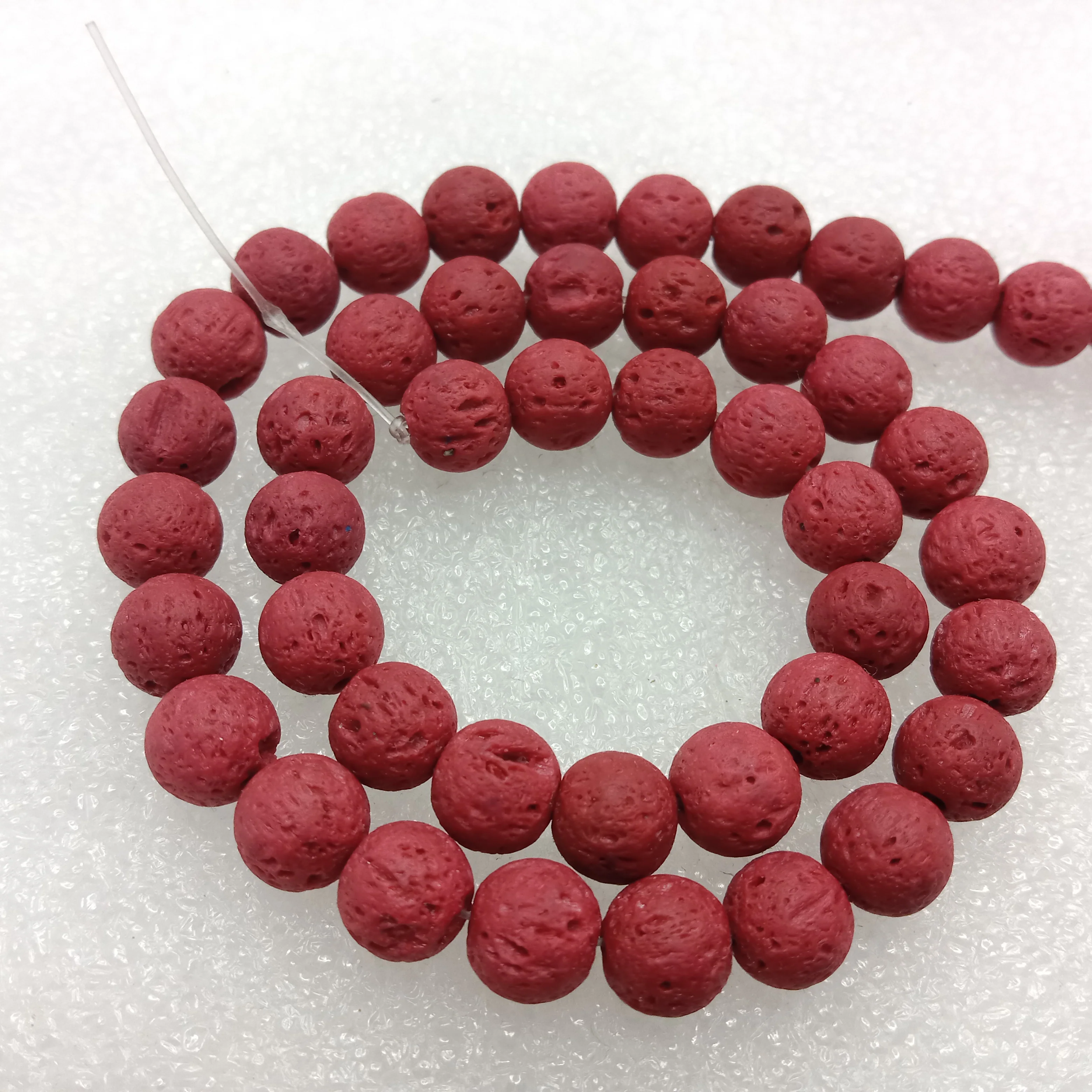 Red rock round shape lava beads 8 mm 1 string