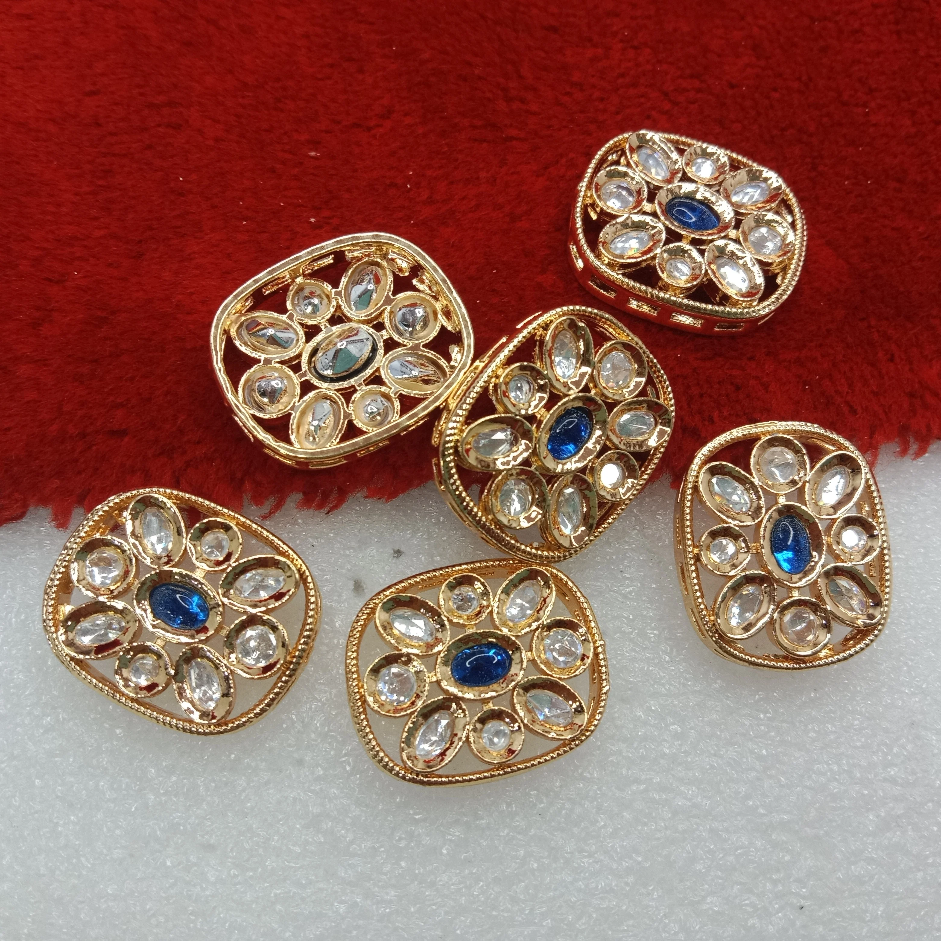 Dark blue (6pcs) high quality kundan connectors square shape 25mm(2cm)