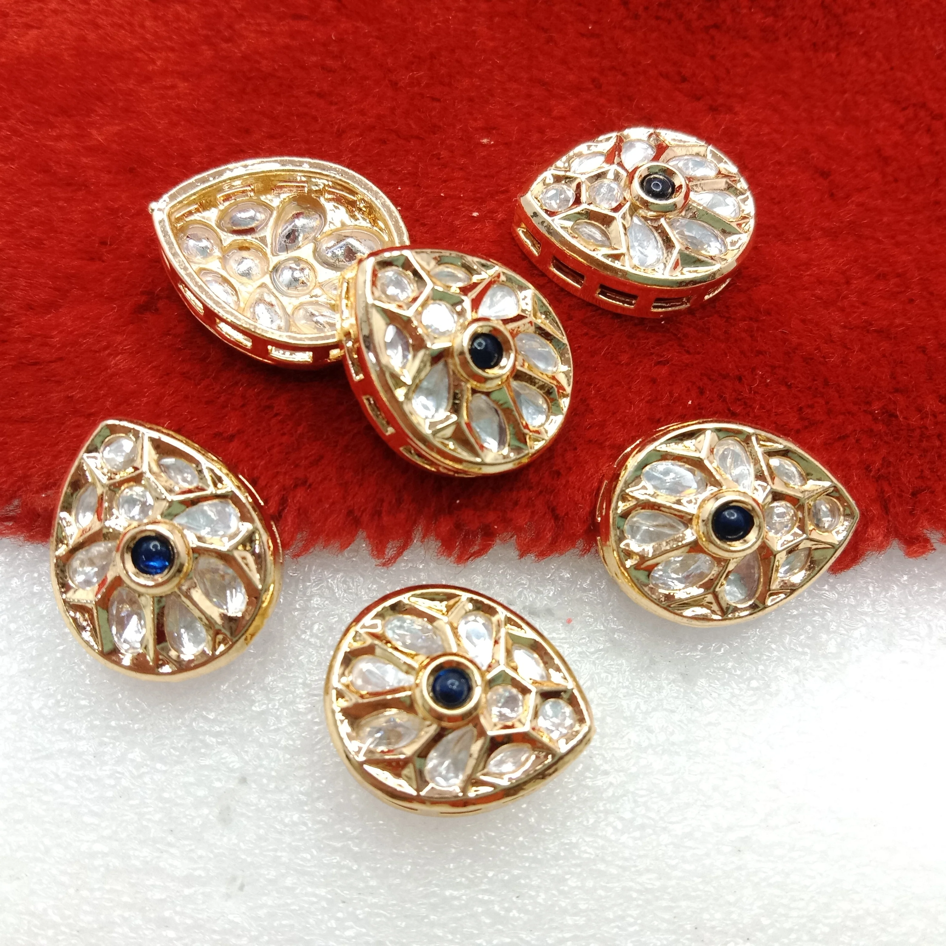 Dark blue(6pcs) high quality drop shape kundan connectors 20mm(2cm)