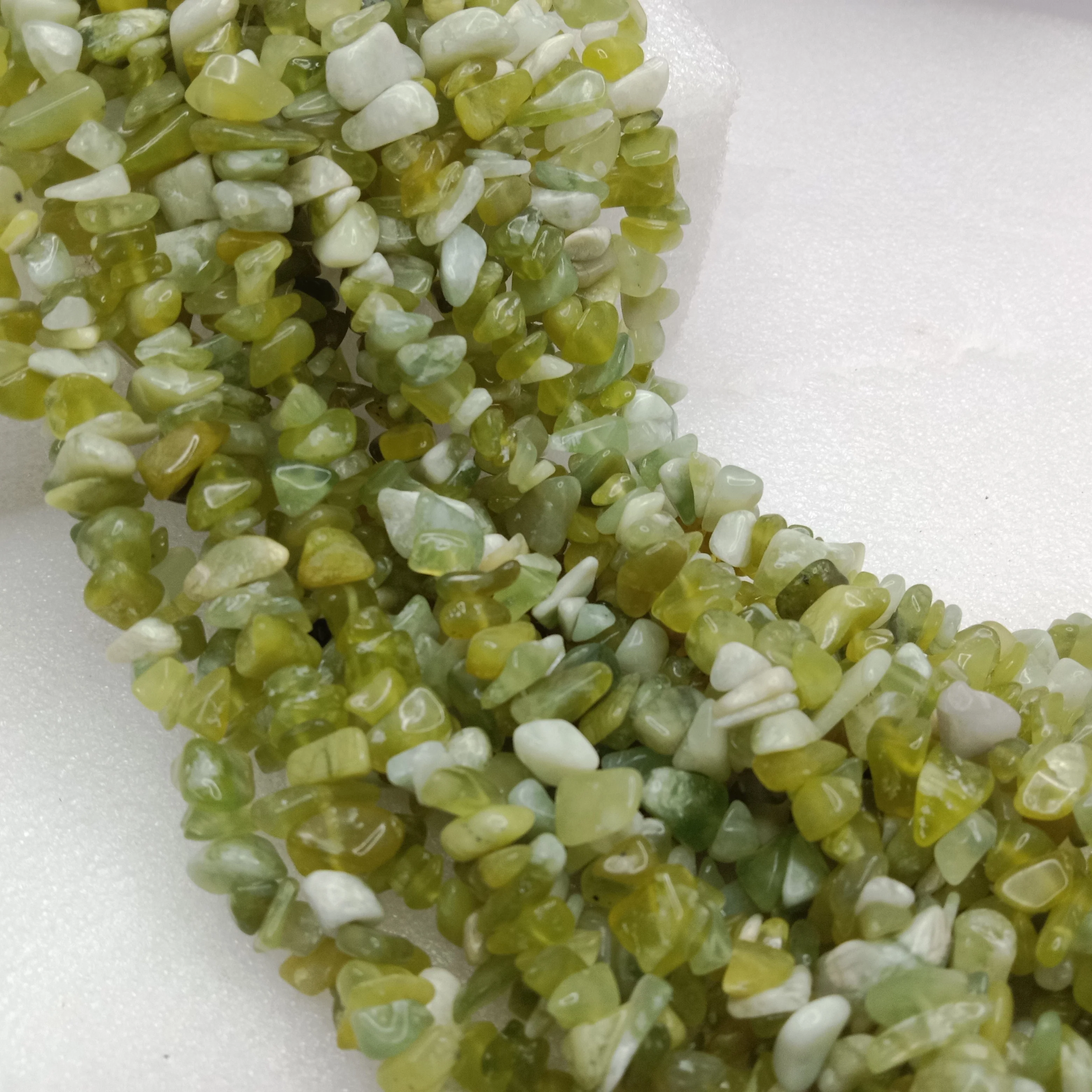 Lemon yellow jade chip Uncut stone beads 1 string