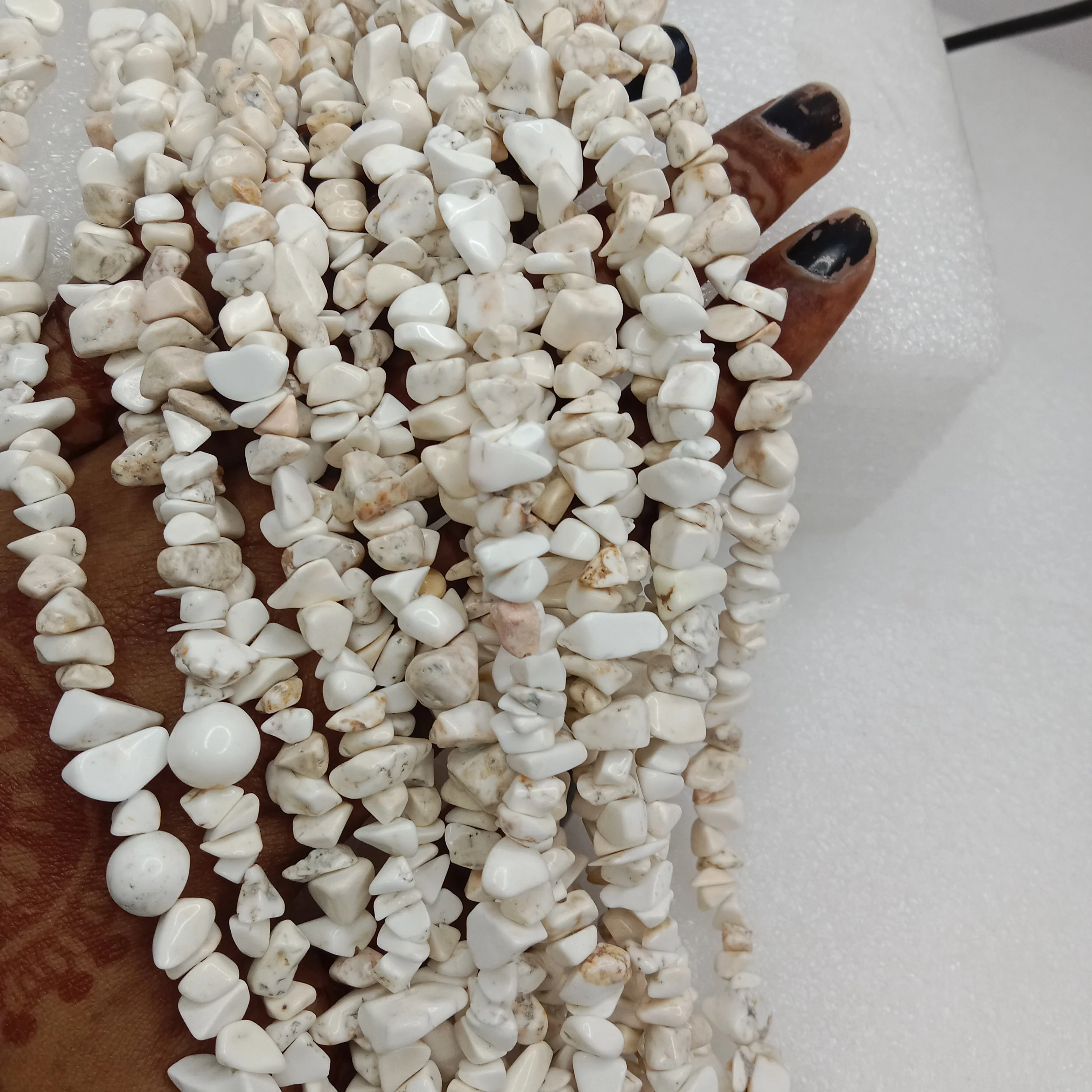 White opal chip Uncut stone beads 1 string