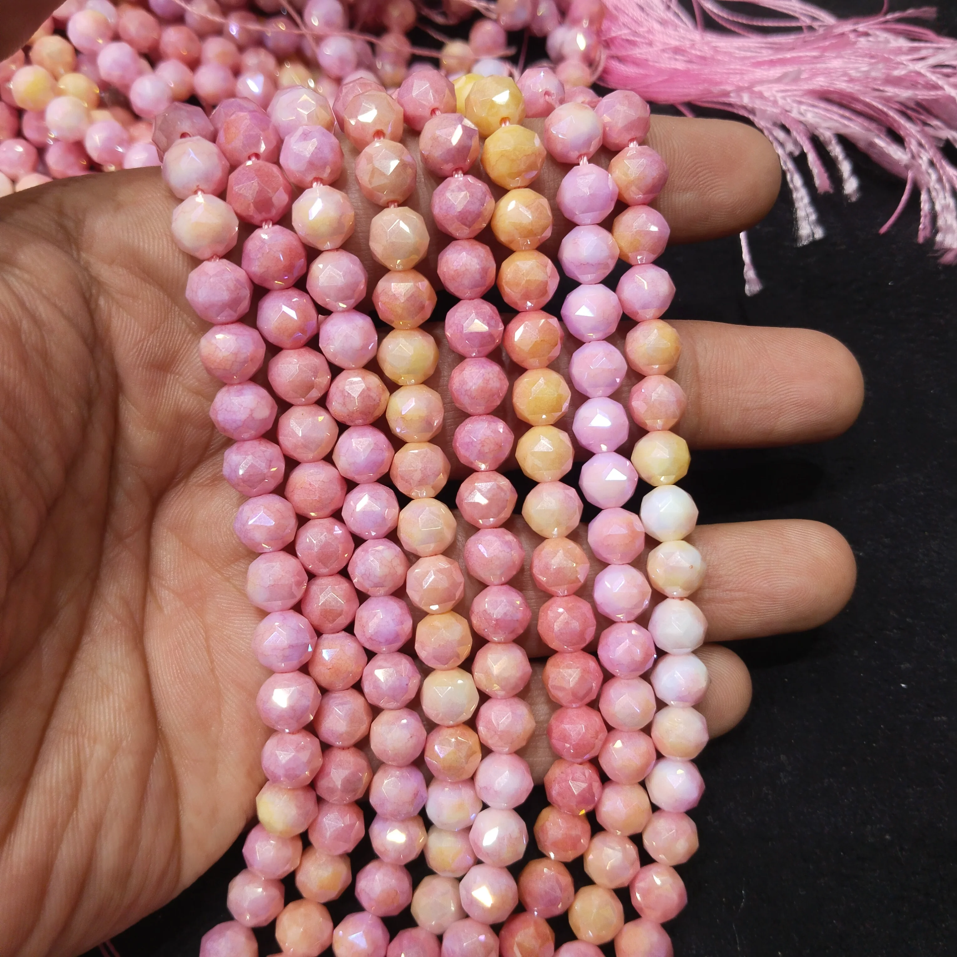 Shaded pink high quality football crystal beads
