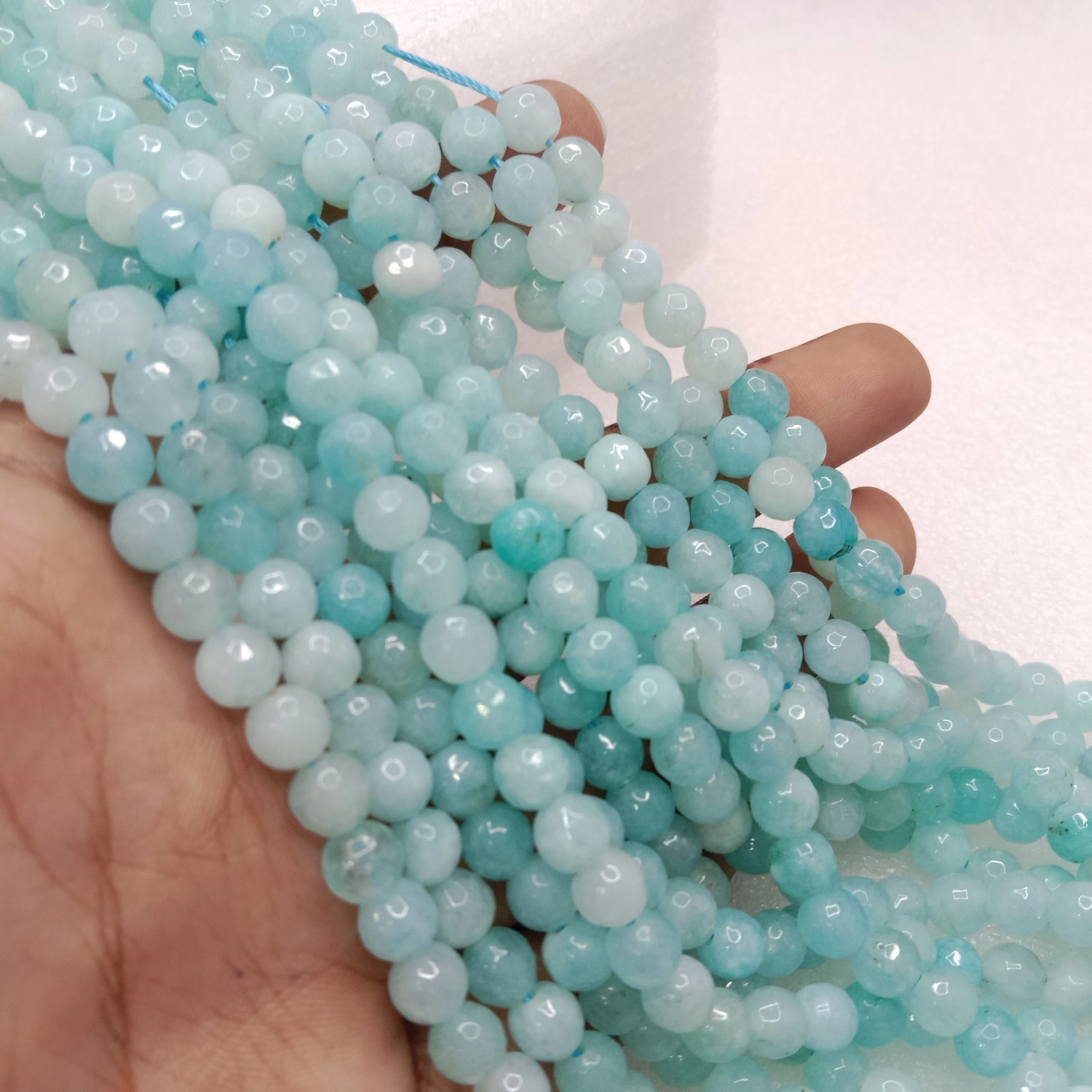 Shaded sea blue High Quality agate Round Beads 6mm 1 string(60pcs