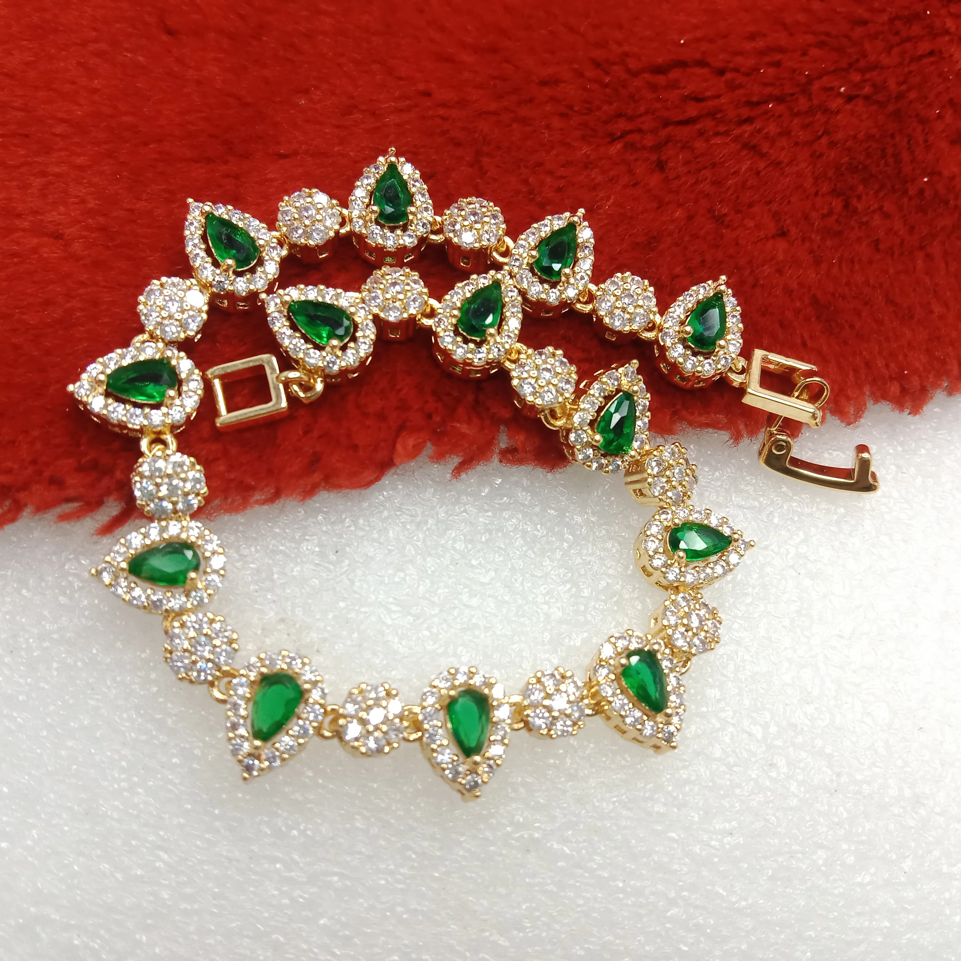 Dark green stone drop shape (1pcs) high quality AD bracelet (6 inches)