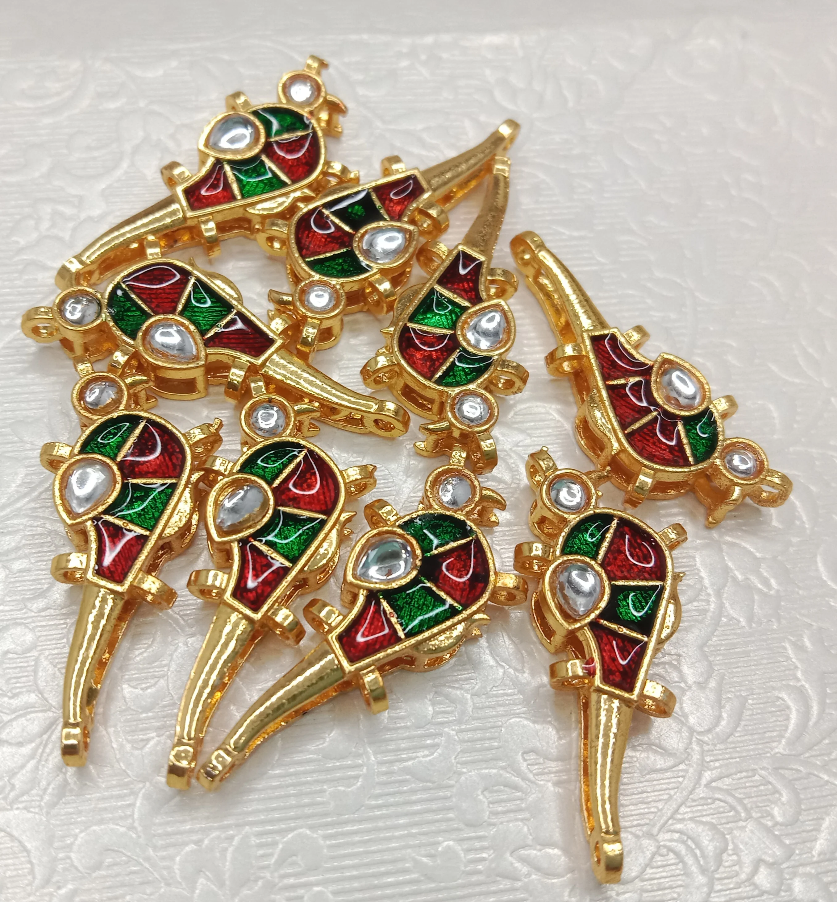 Meenakari parrot design kundan connectors 20pcs