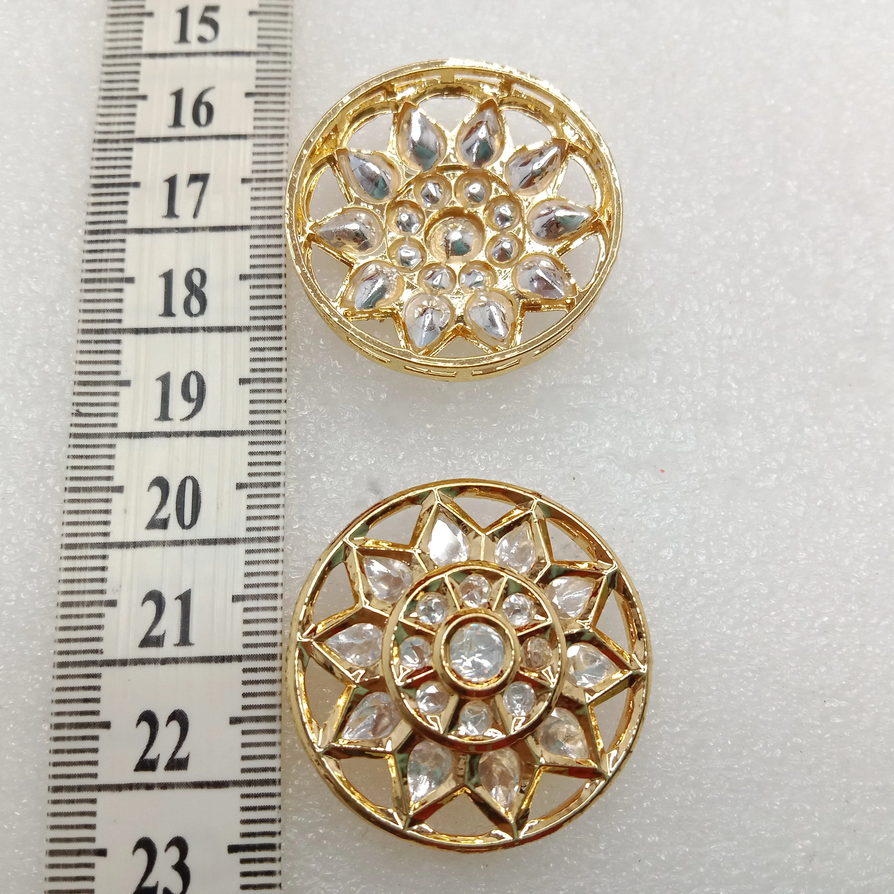 White(2pcs) high quality round shape kundan connectors 33mm(3cm)