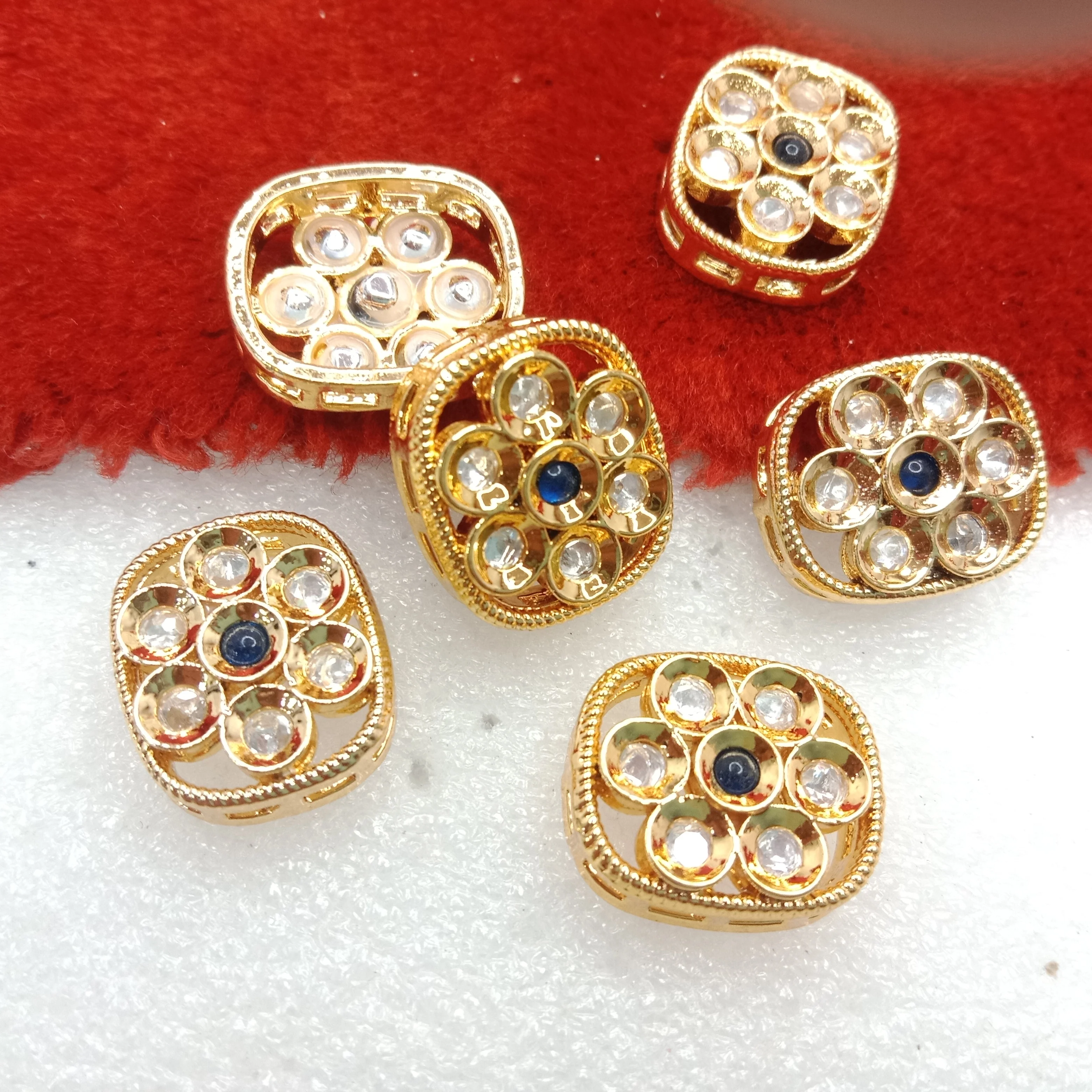 Dark blue (6pcs) high quality kundan connectors 18mm(2cm)