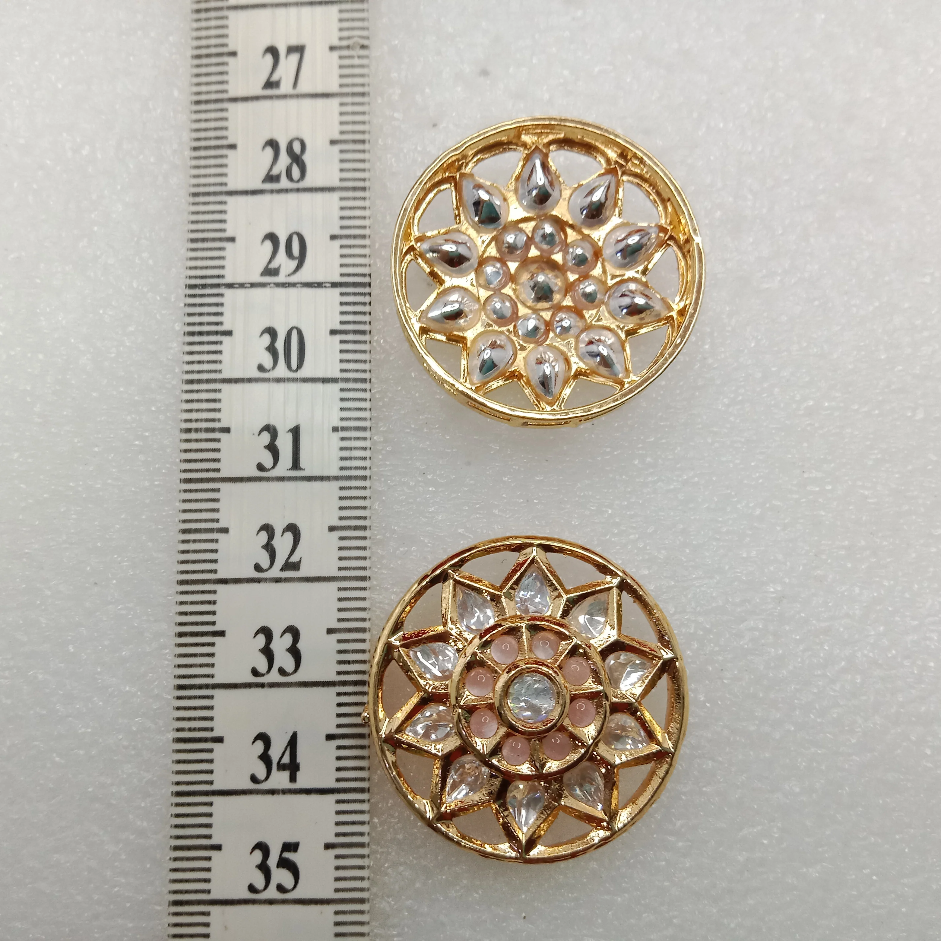 Light pink (2pcs) high quality round shape kundan connectors 33mm(3cm)