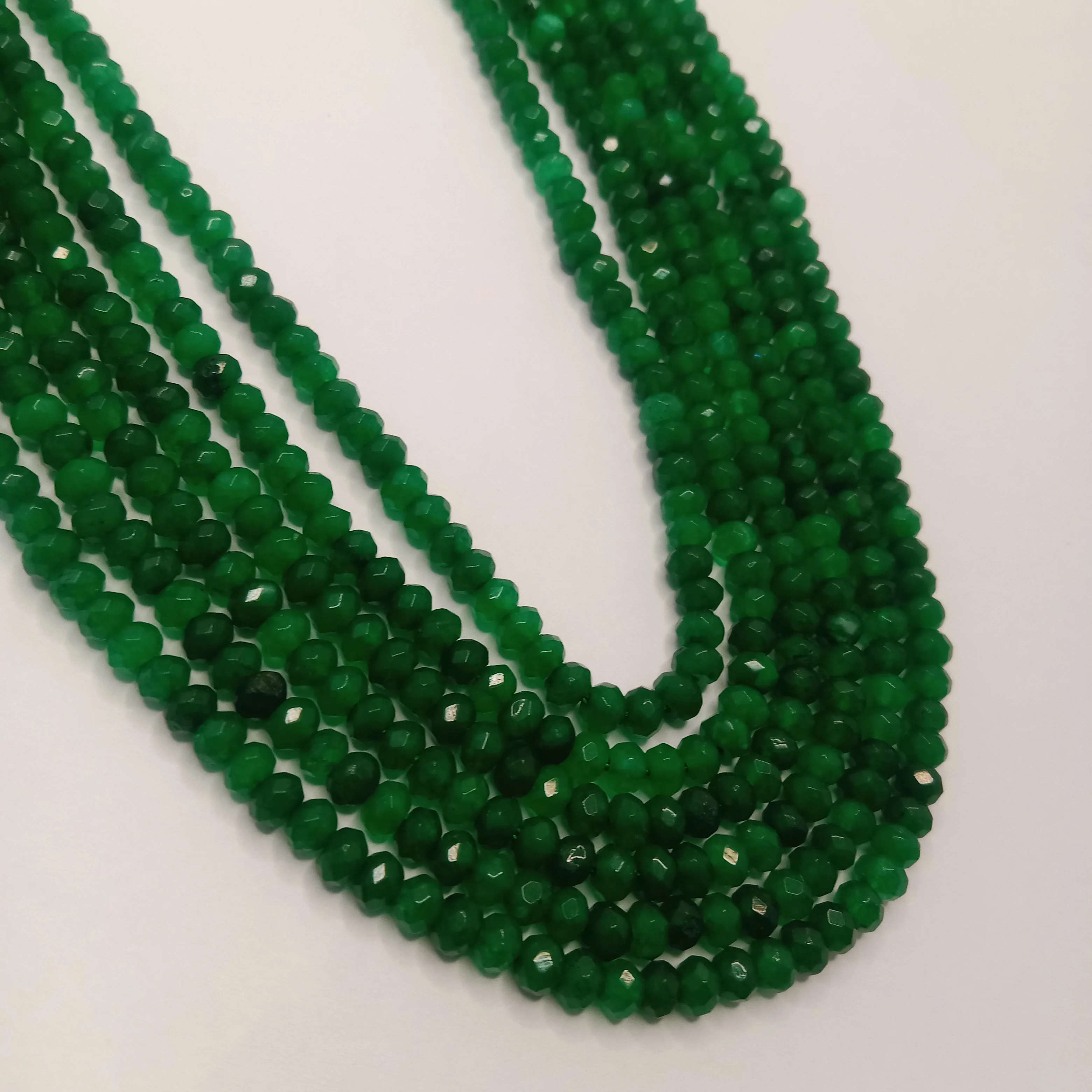 Green High Quality agateRondell Beads  4mm 1 string