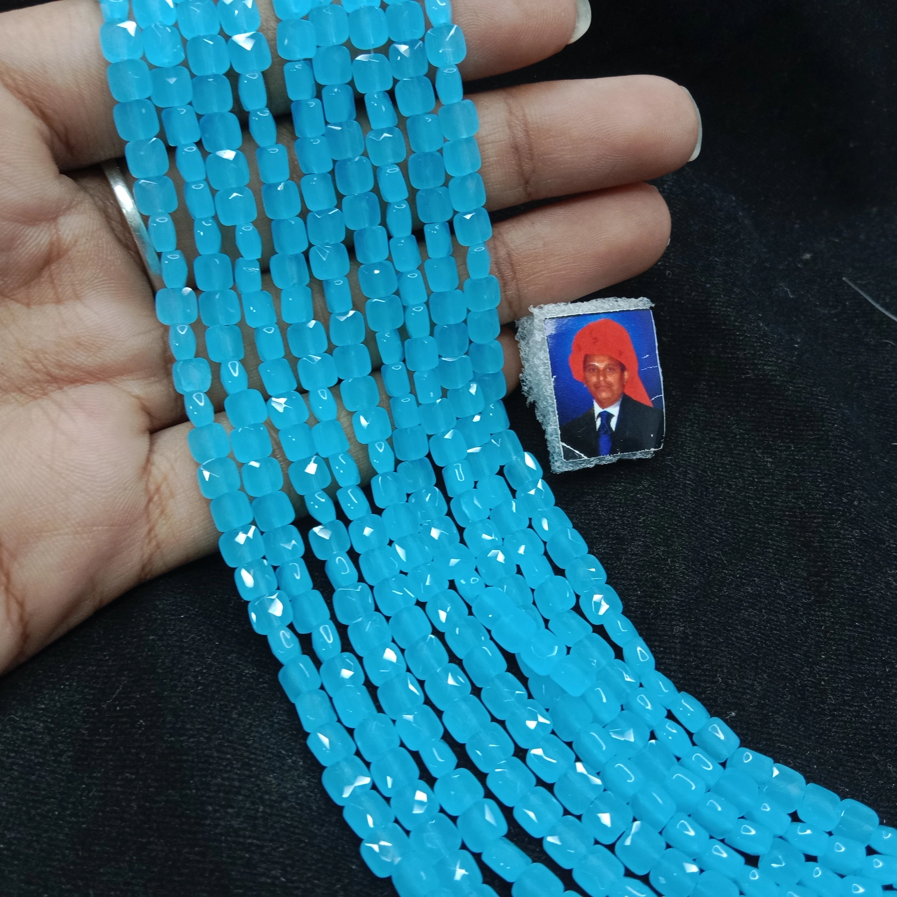 high quality light blue flat square shape crystal beads 5x5mm 1 string