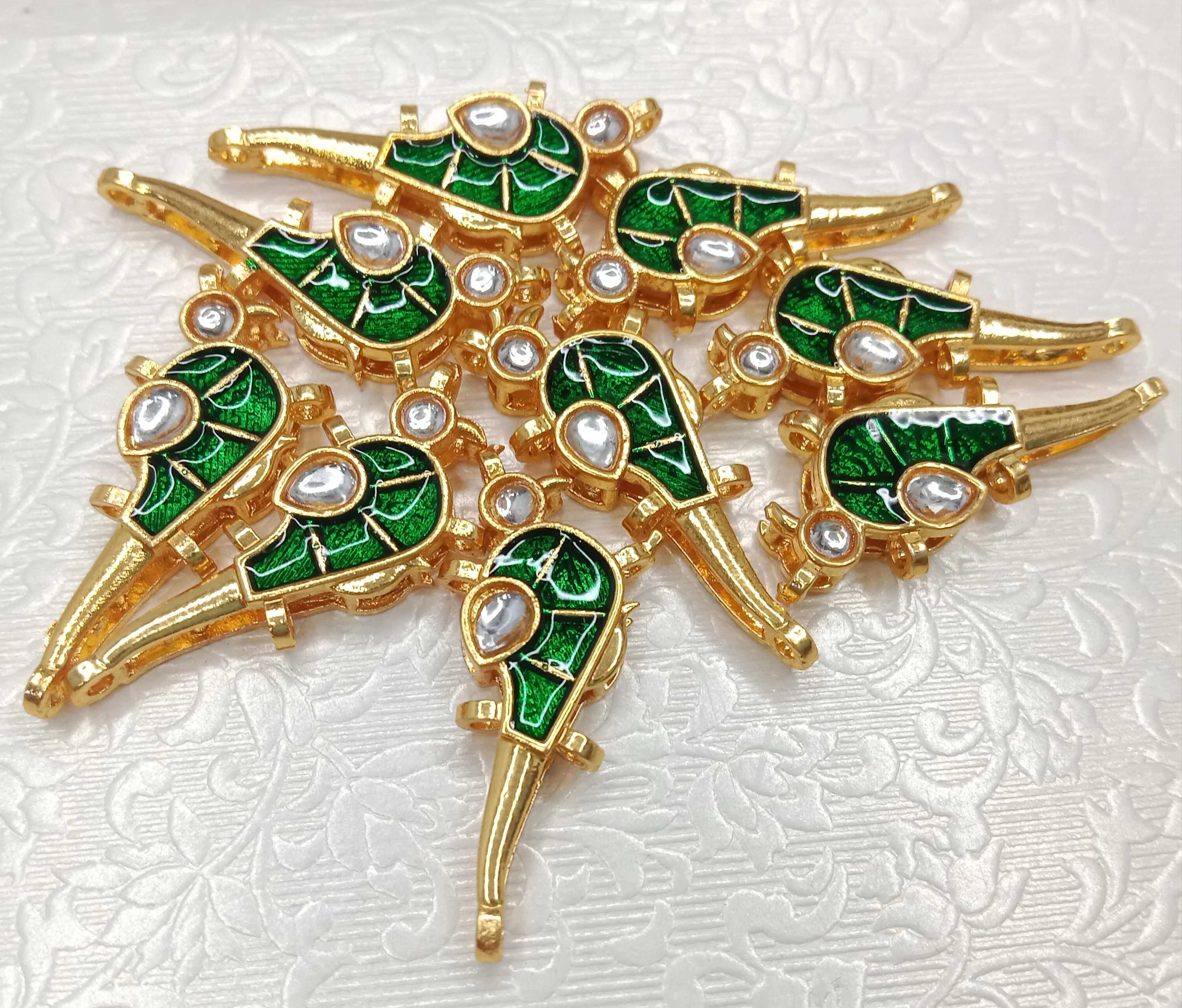 Meenakari parrot design kundan connectors 20pcs