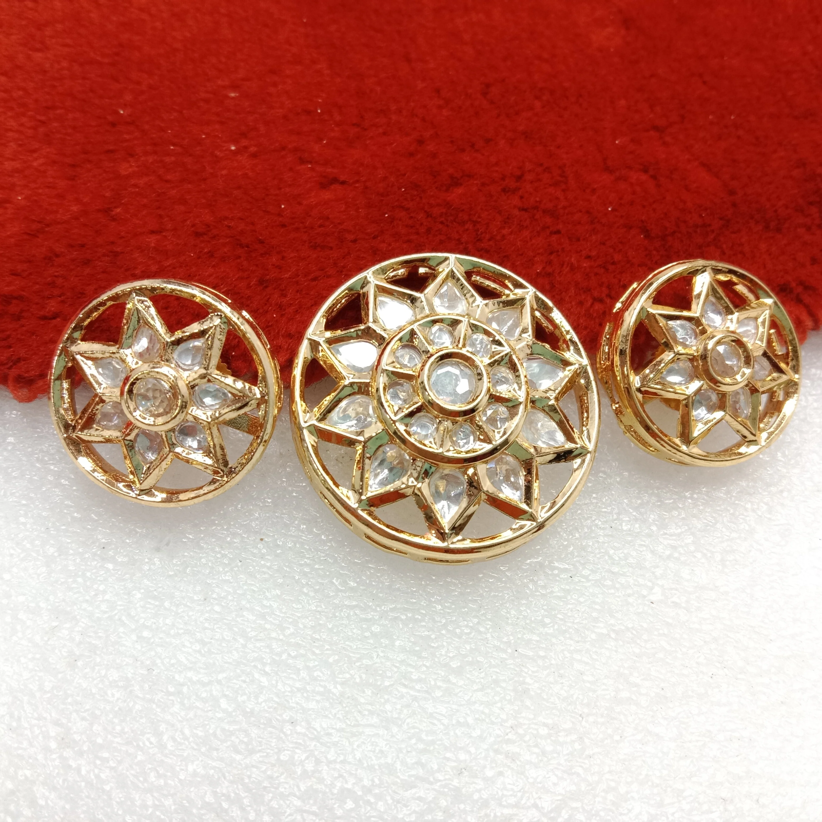 White (1set) high quality kundan pendant set round shape 33mm(4cm)