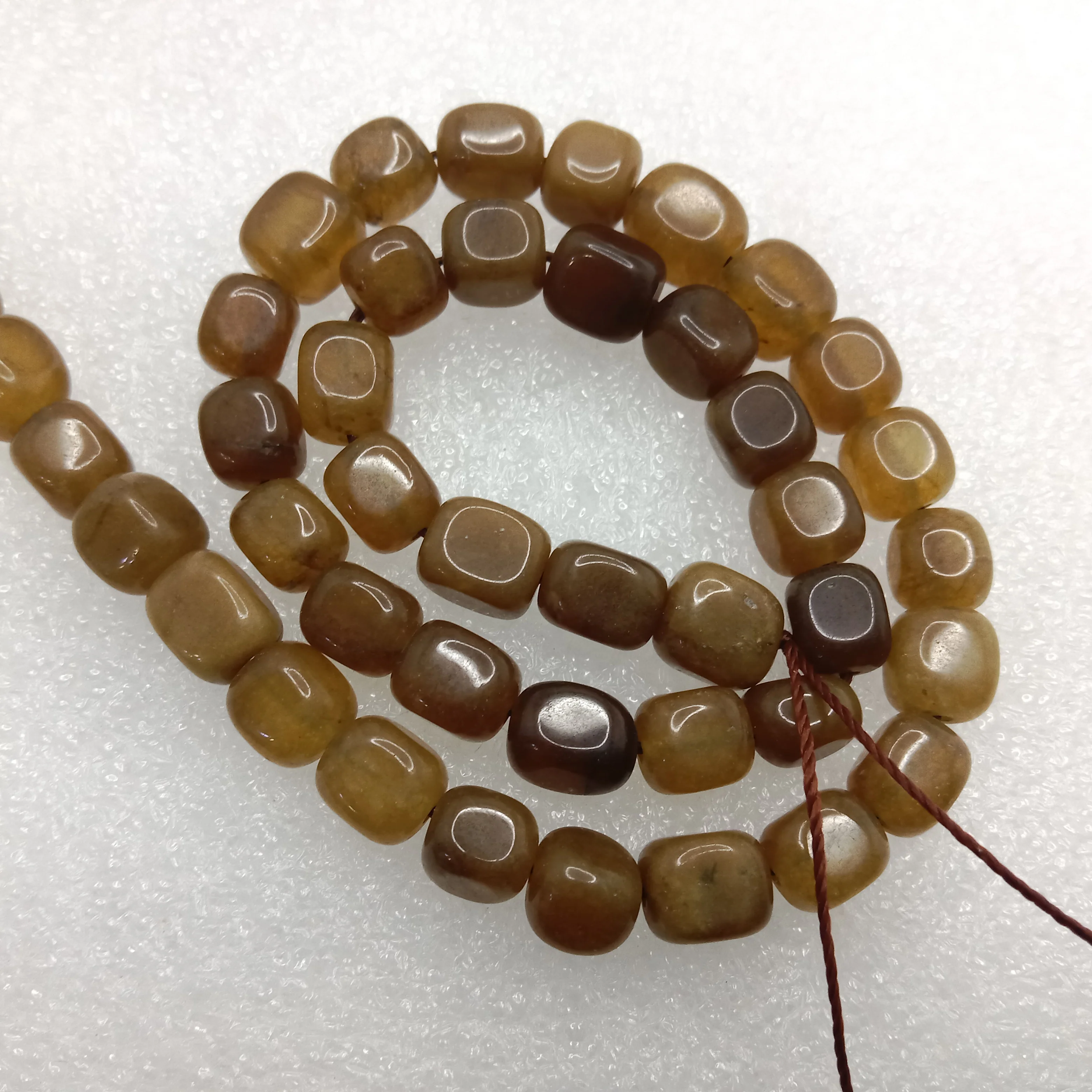 Brown fiber optic cat's eye High quality tumble stone beads 1 string
