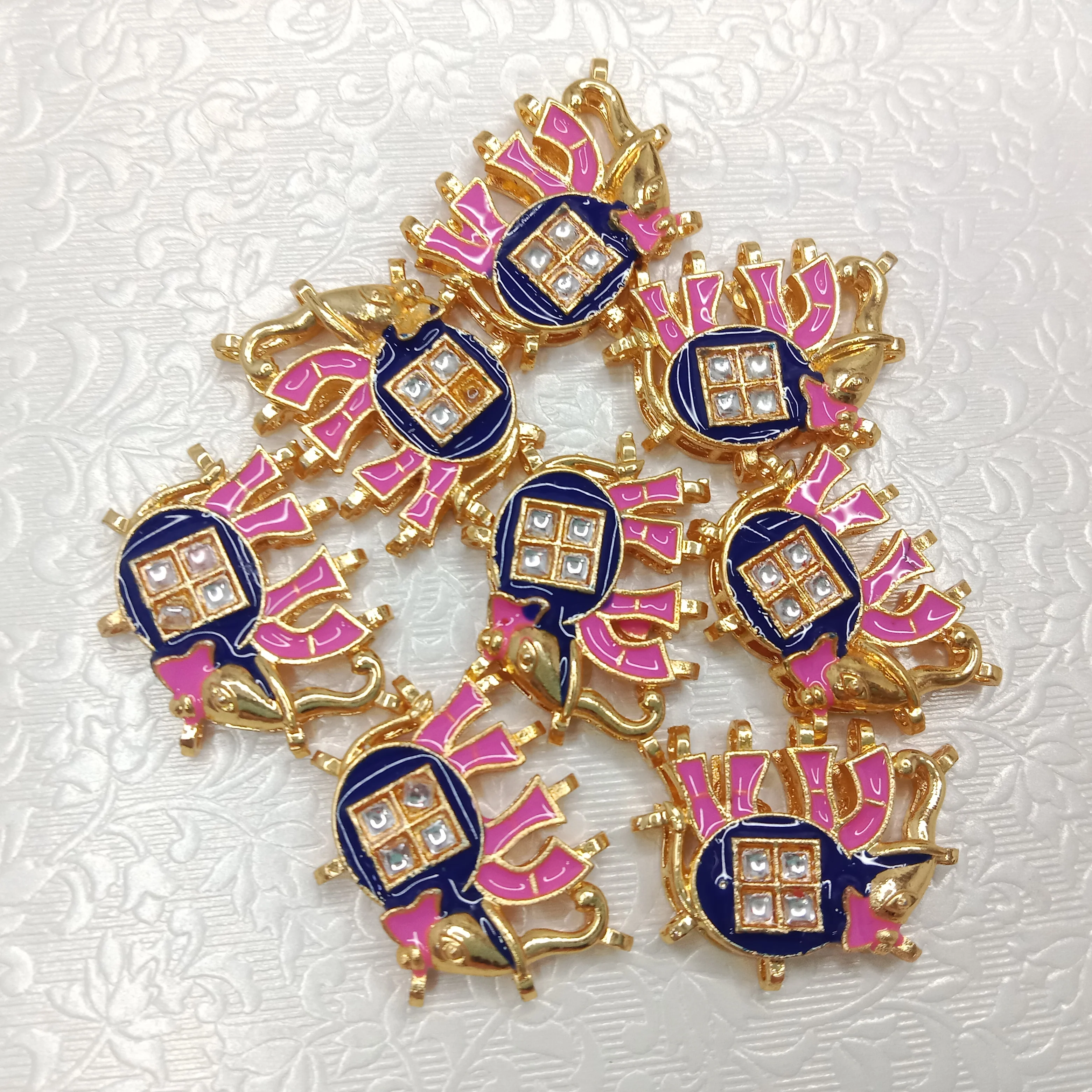 Meenakari Elephant design kundan connectors 20pcs