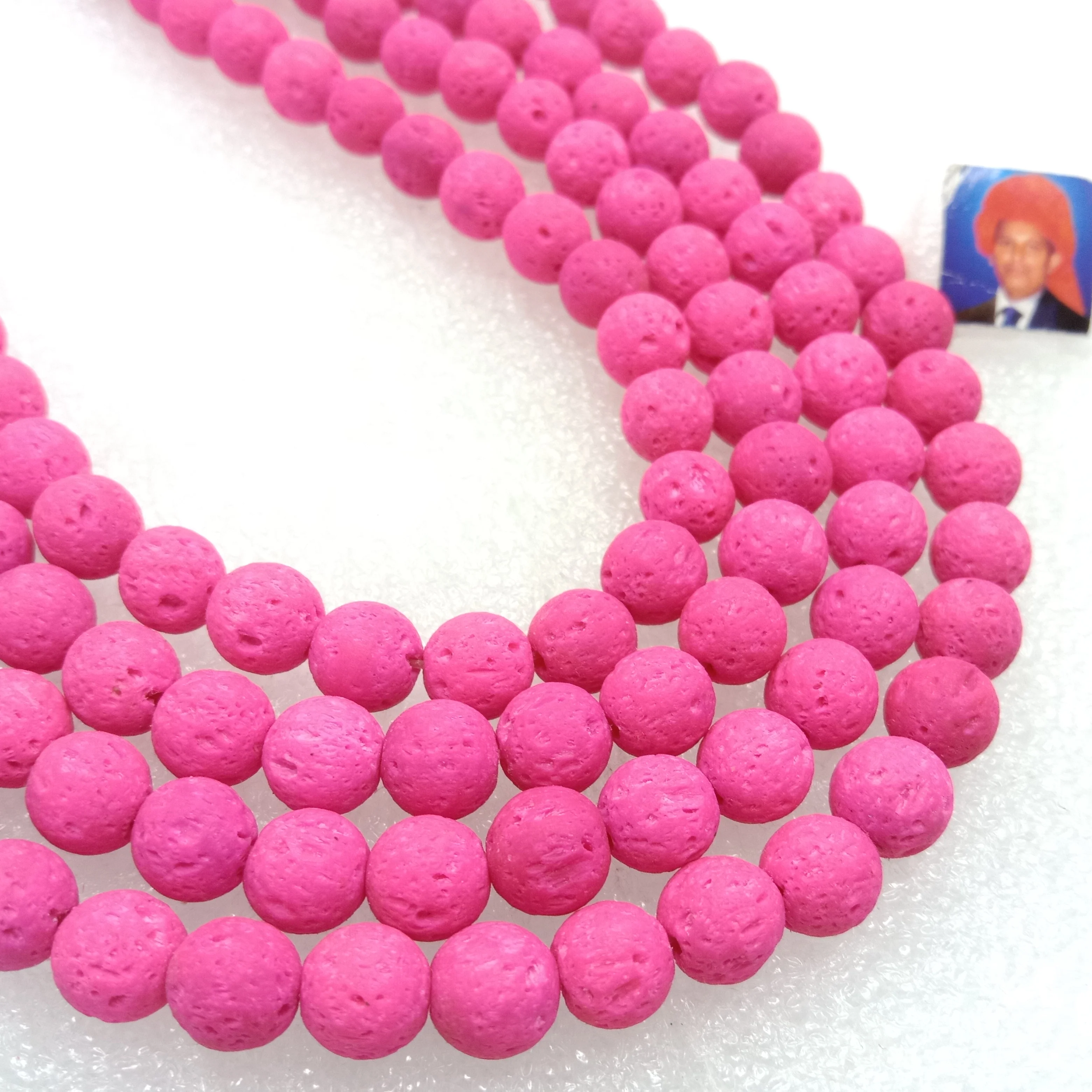 Rani pink round shape lava beads 8 mm 1 string
