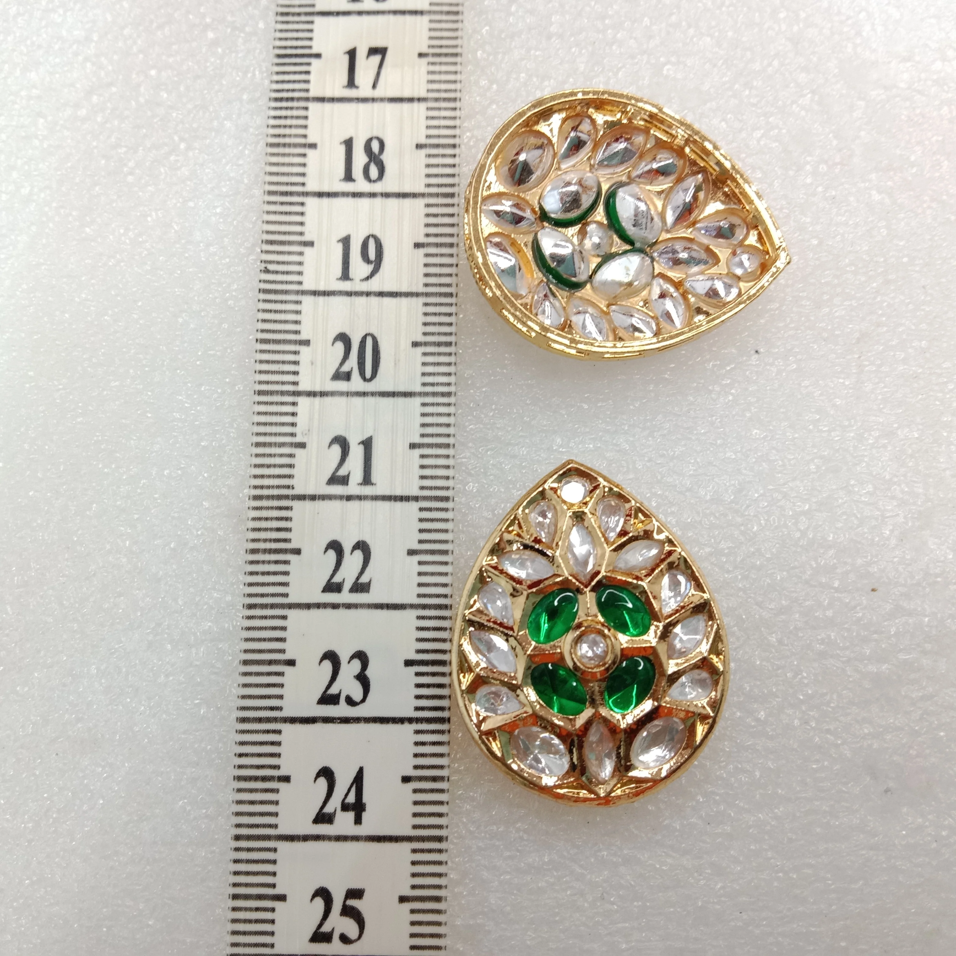 Dark green(2pcs) high quality drop shape kundan connectors 33mm(3cm)