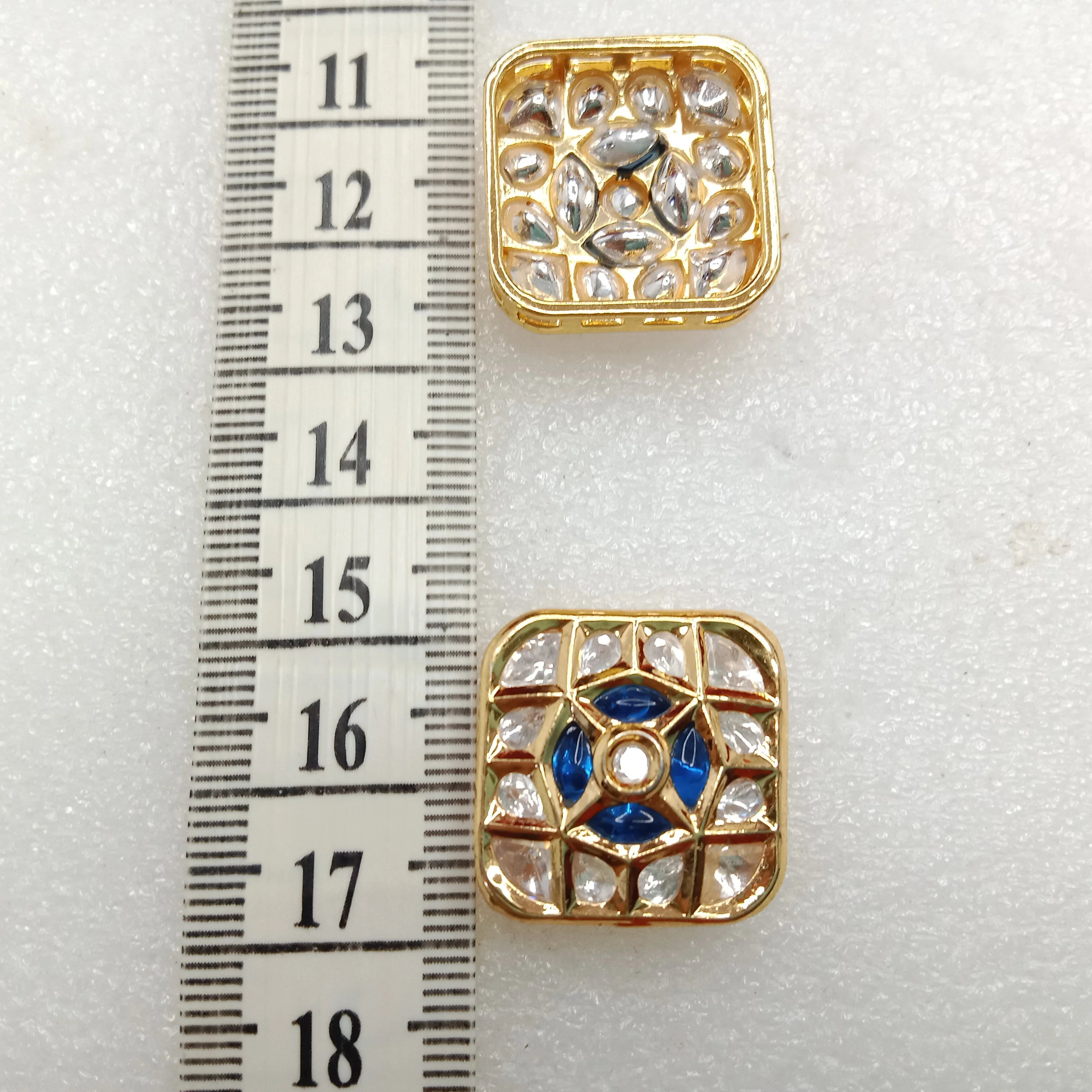 Dark blue (4pcs) high quality square  shape kundan connectors 21mm(2cm)