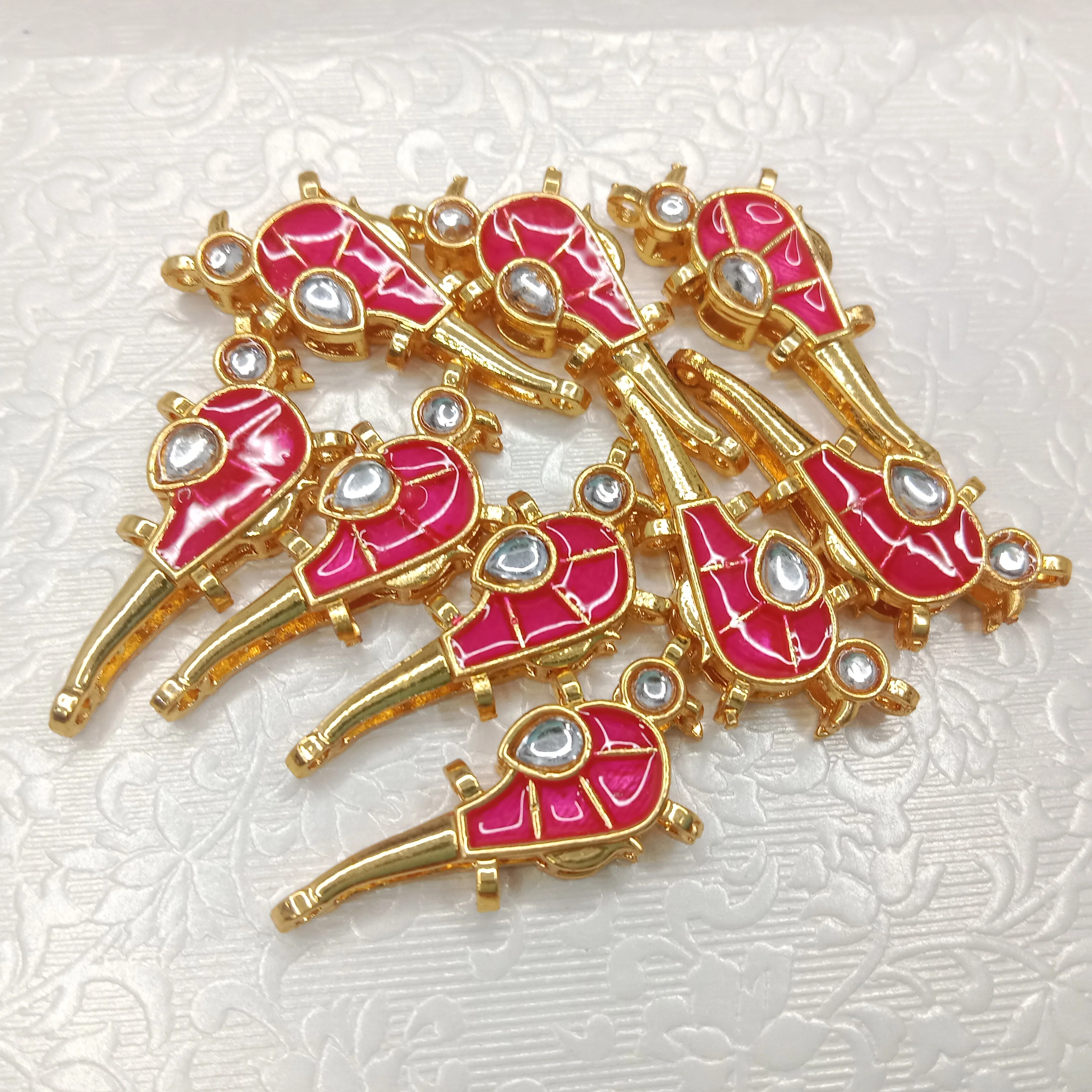 Meenakari parrot design kundan connectors 20pcs