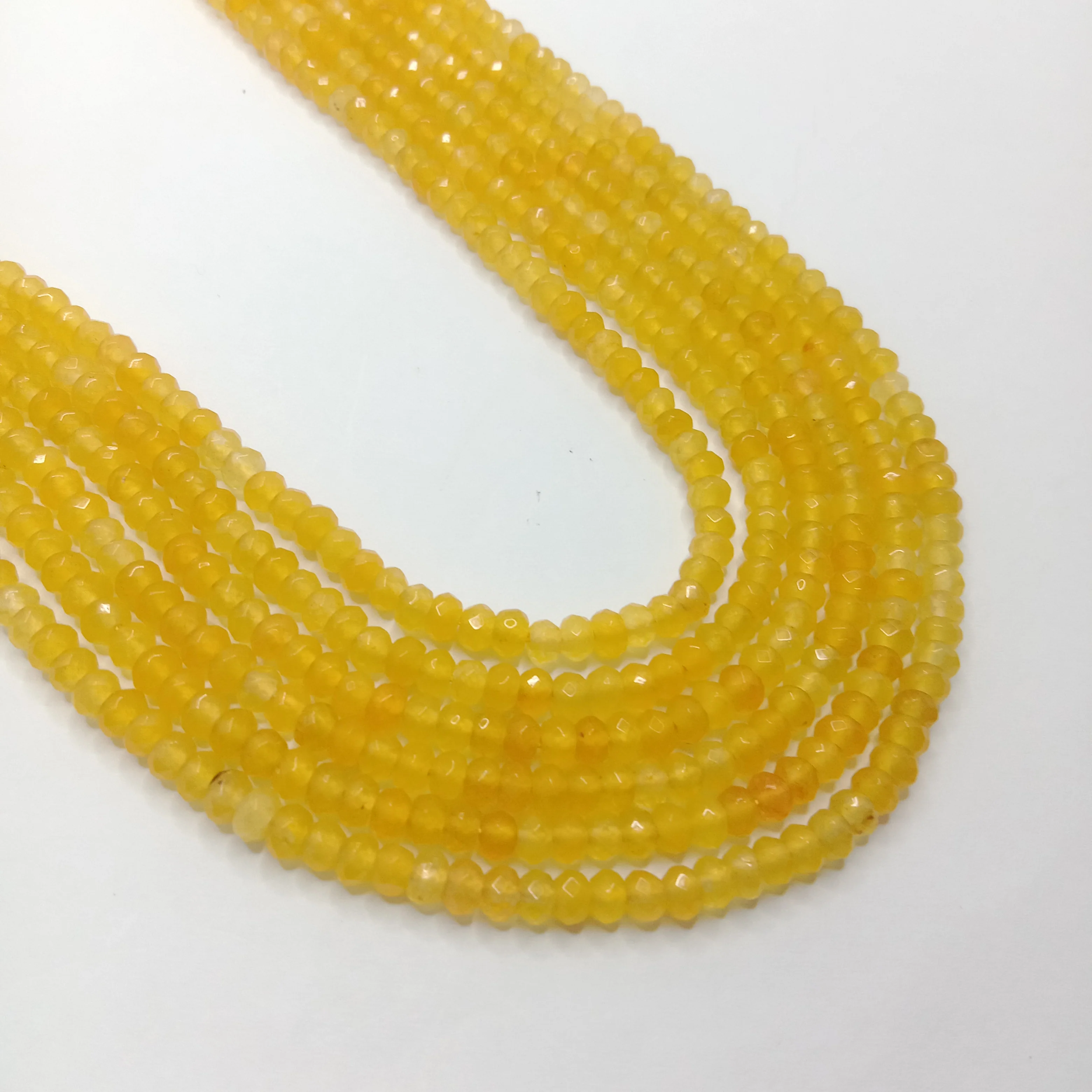 Lemon yellow High Quality agate Rondell Beads 4mm 1 string
