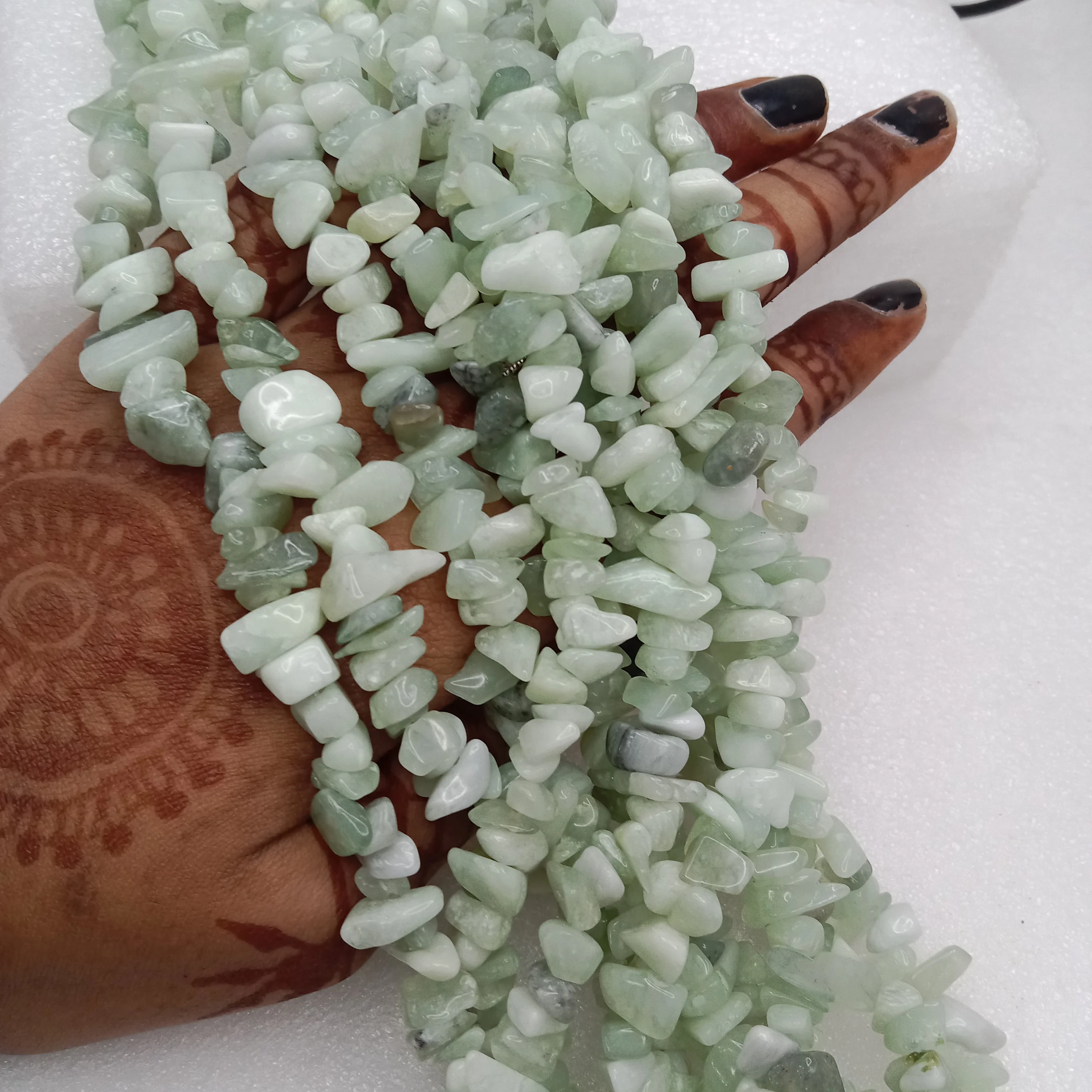 Green aventurine Uncut stone beads 1 string
