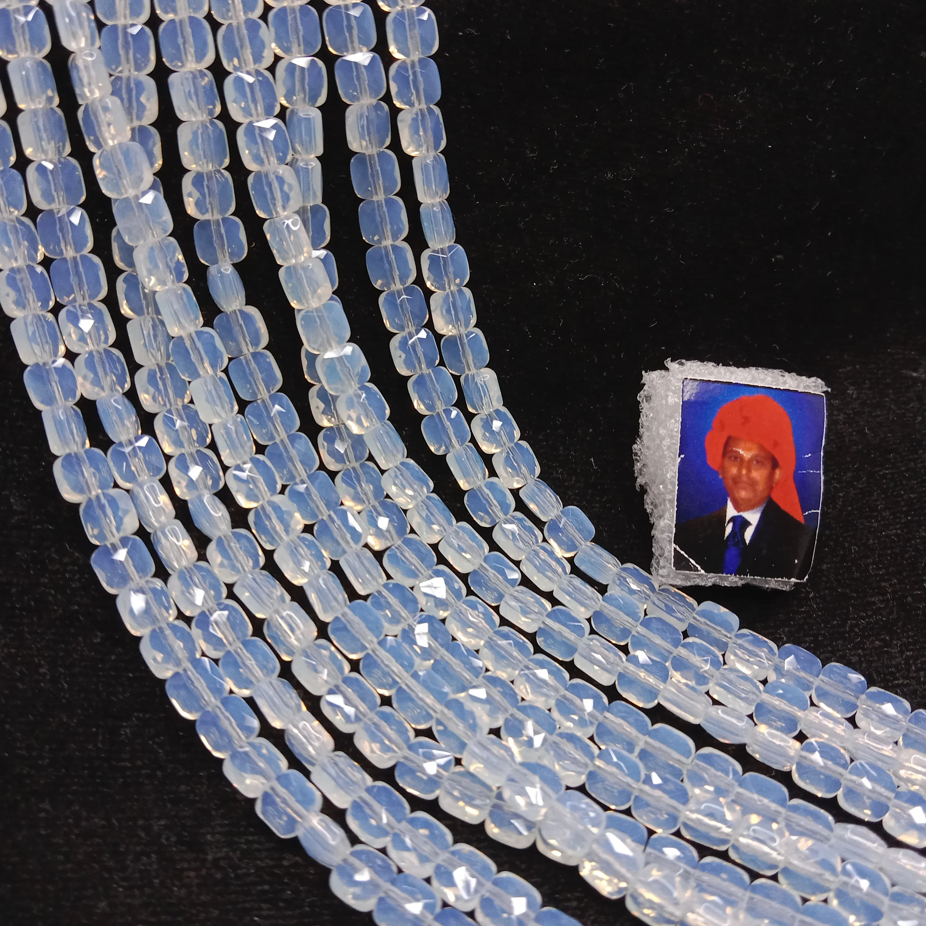 high quality white flat square  shape crystal beads 5x5mm 1 string