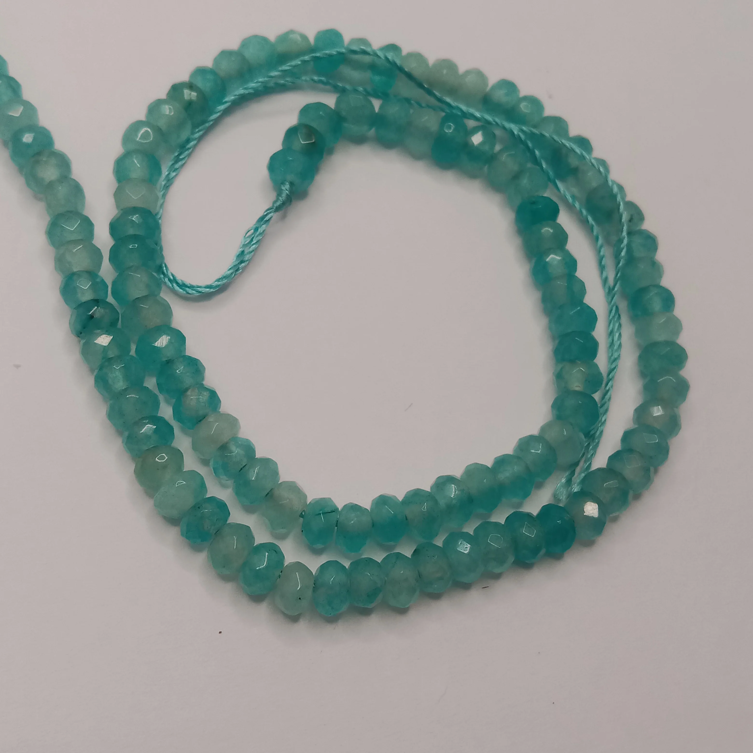 Light blue High Quality agate Rondell Beads  4mm 1 string
