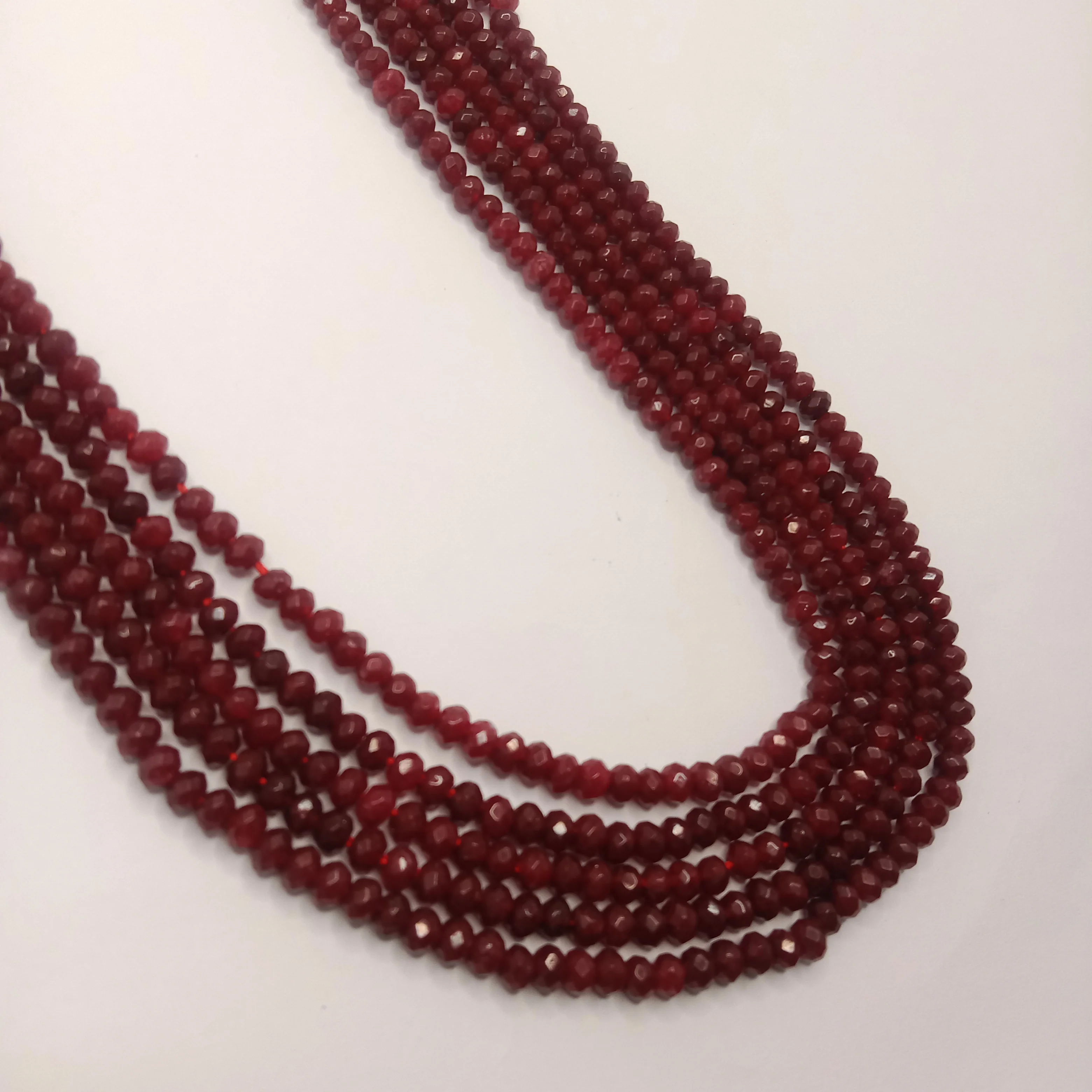 Ruby High Quality agateRondell Beads  4mm 1 string
