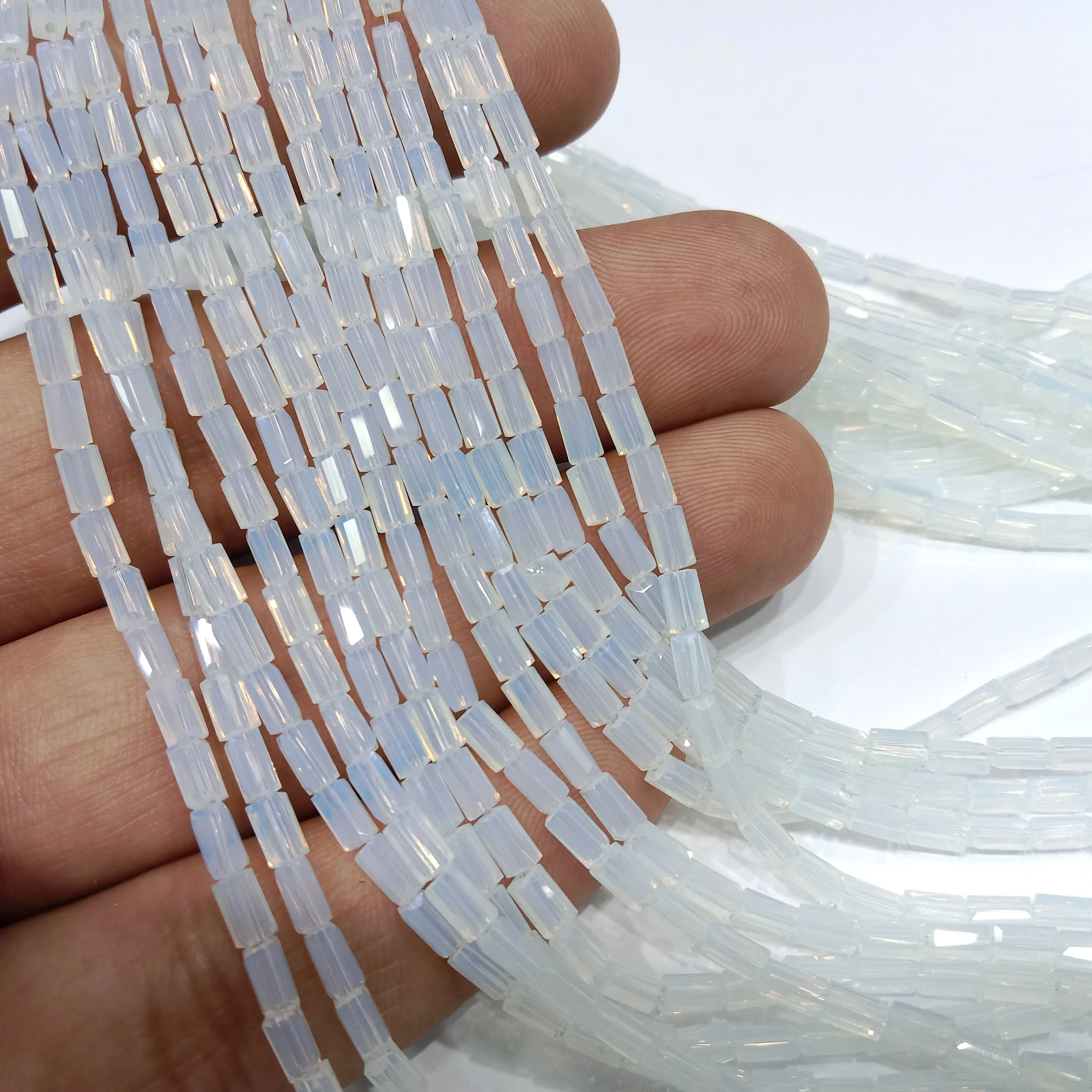 high quality white Retargel shape crystal beads 3x6mm 1 string