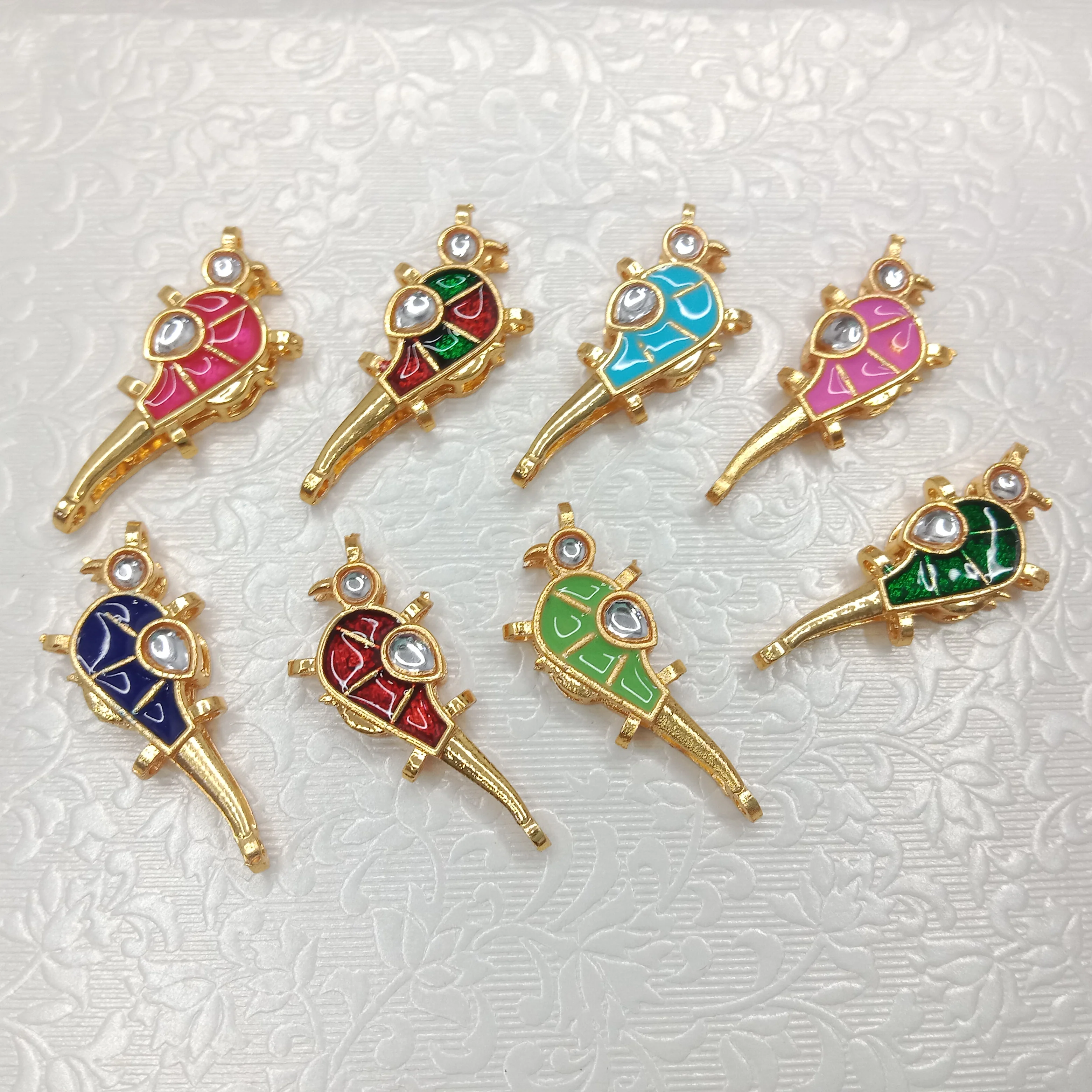Meenakari parrot design kundan connectors 20pcs