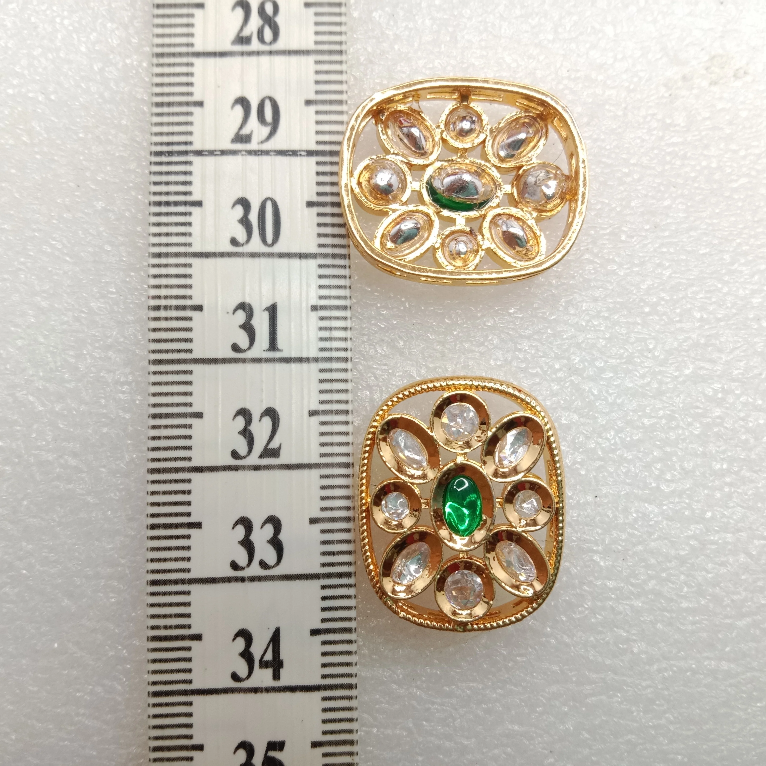 Dark green (6pcs) high quality kundan connectors square shape 25mm(2cm)