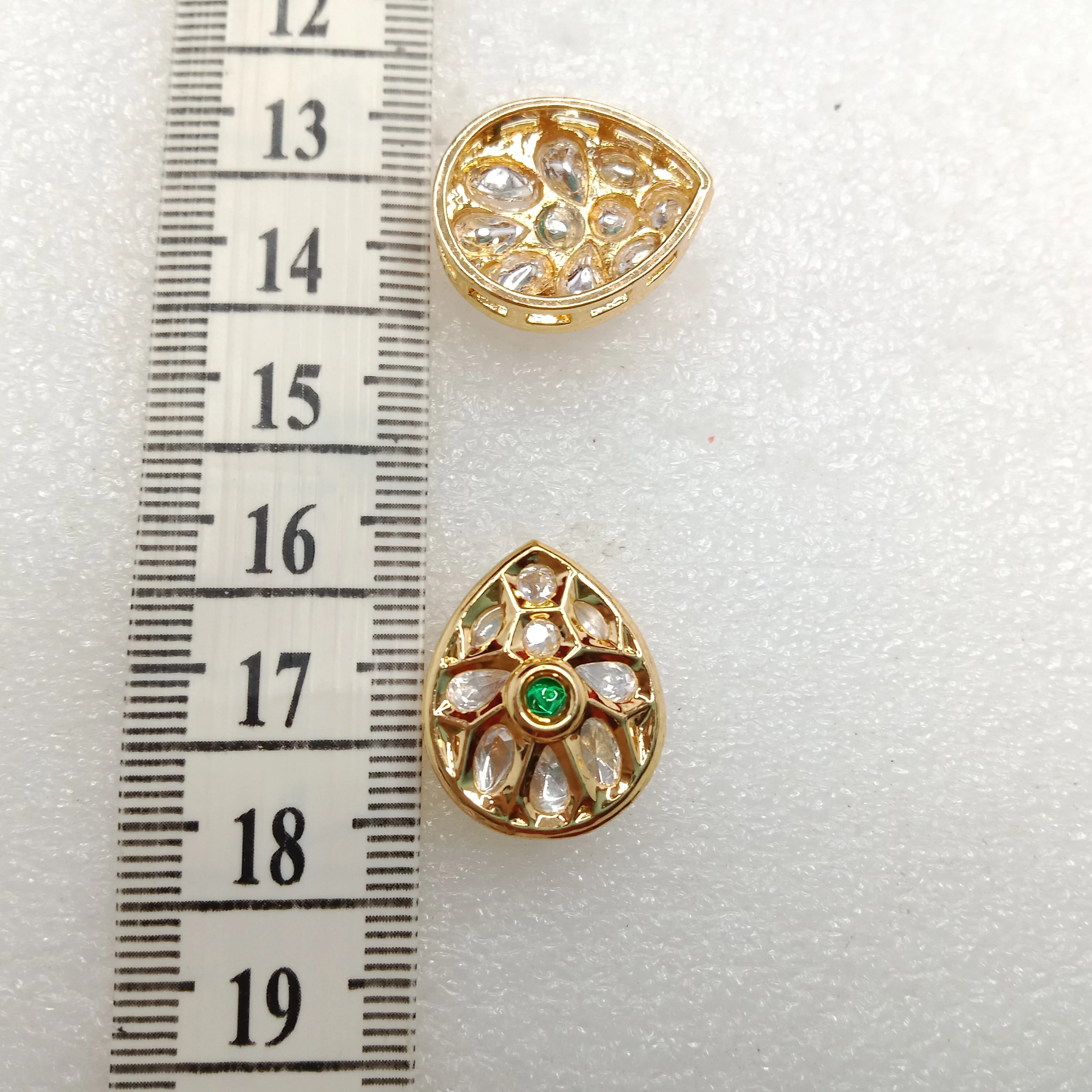 Dark green (6pcs) high quality drop shape kundan connectors 20mm(2cm)