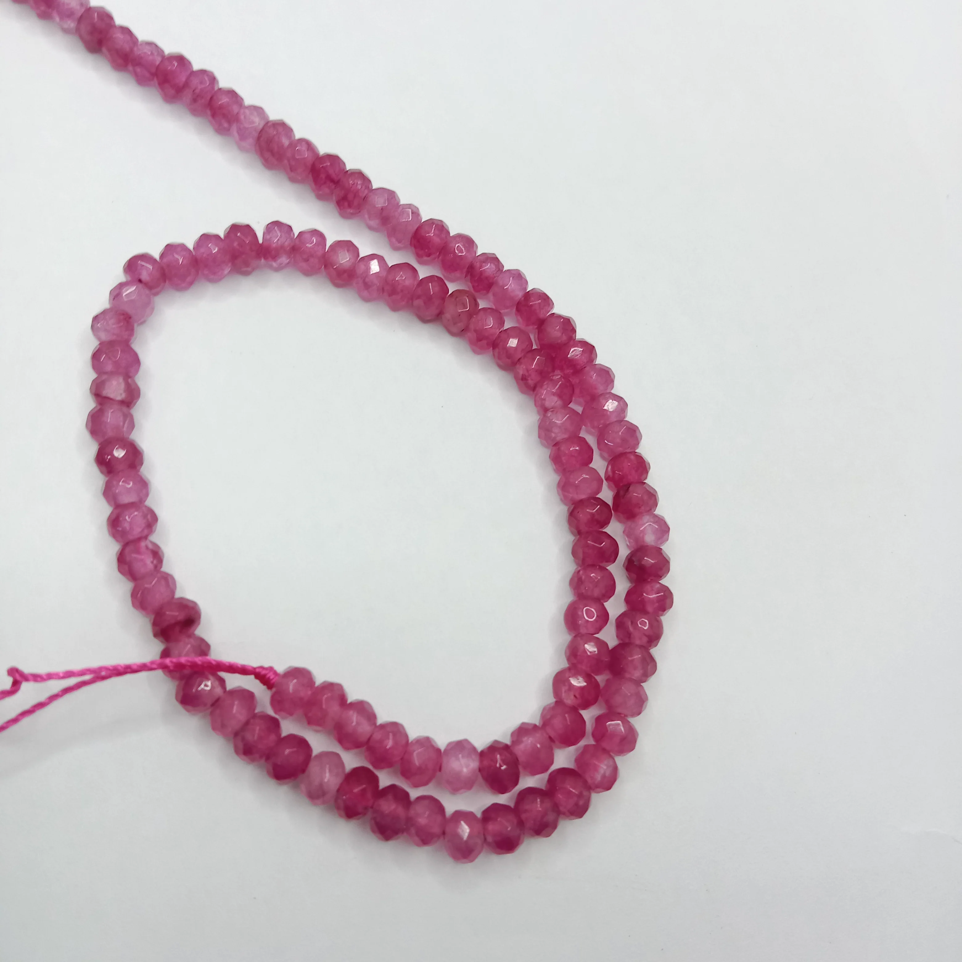 Shaded pink  High Quality agateRondell Beads  4mm 1 string