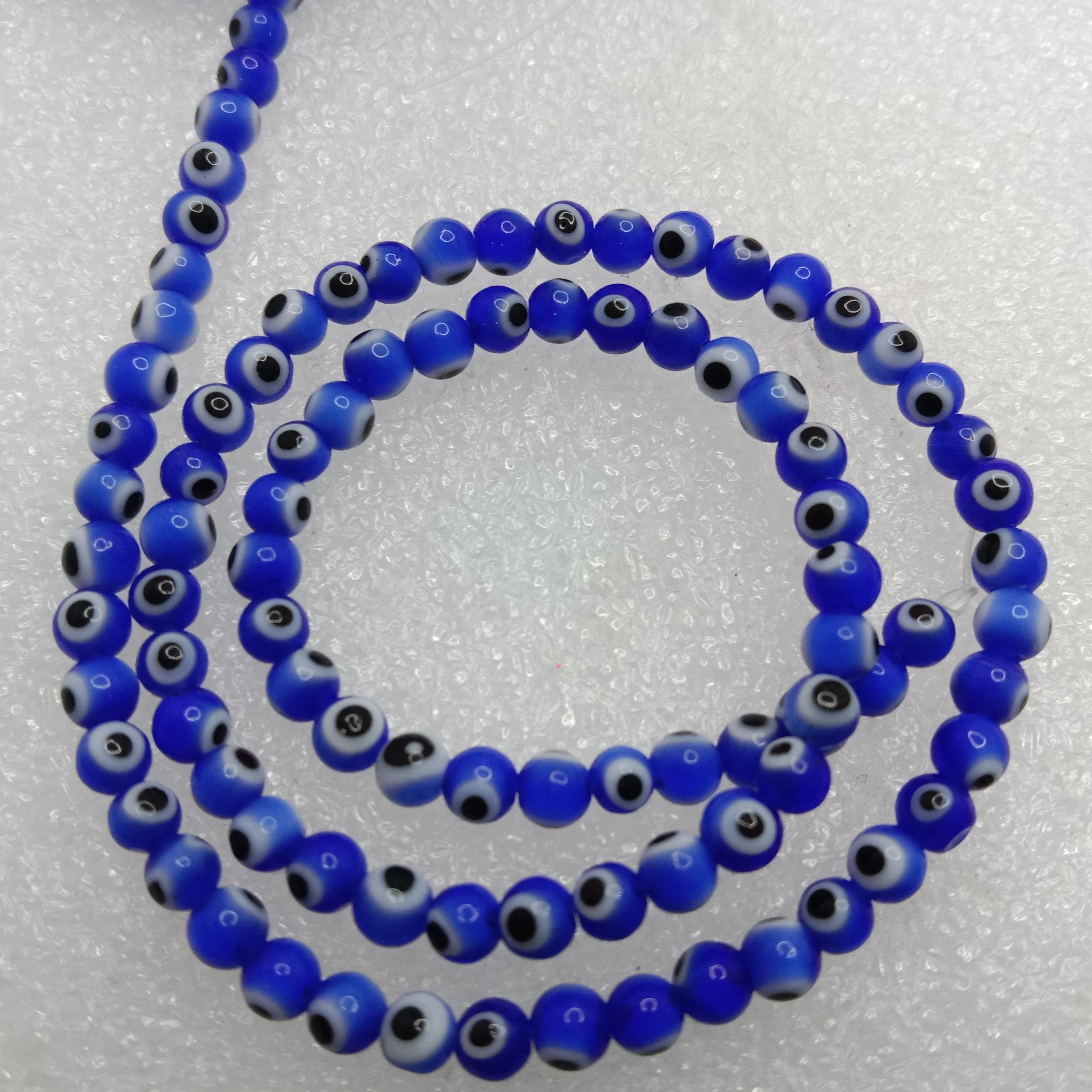Dark blue Evil eye round shape beads 4mm 1 string
