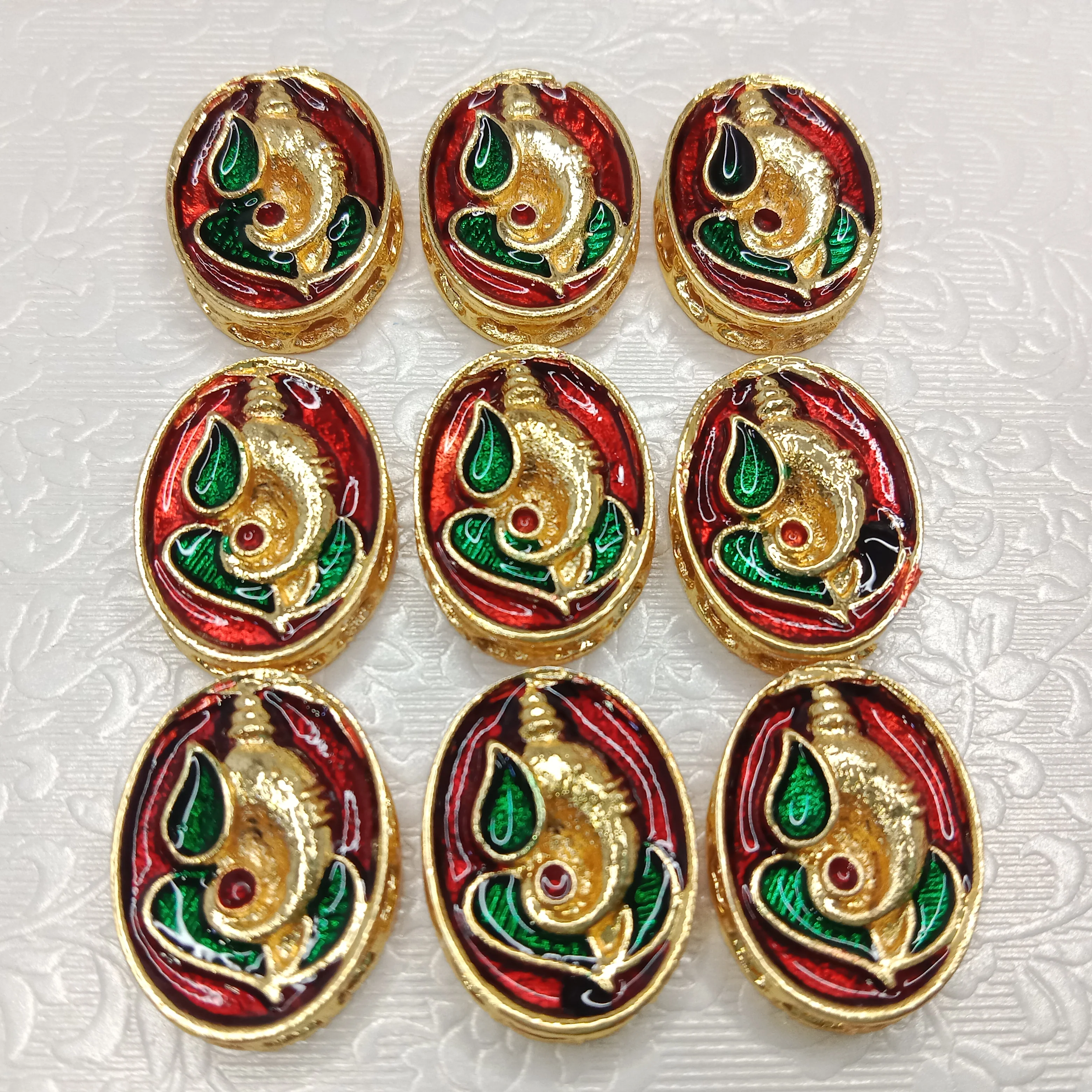 Meenakari Ganpati pendant kundan connectors 10pcs