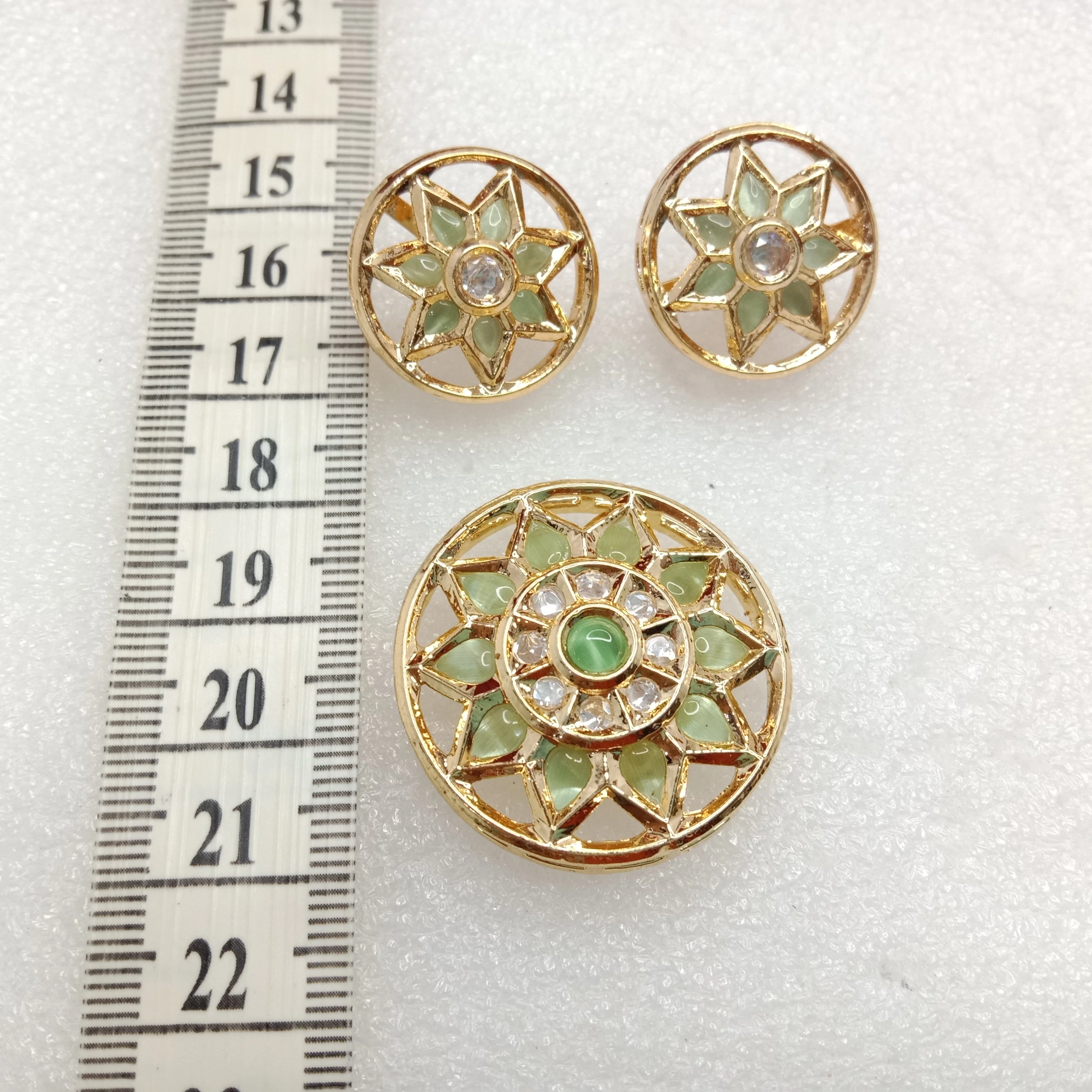 Mint (1set) high quality kundan pendant set round shape 33mm(4cm)