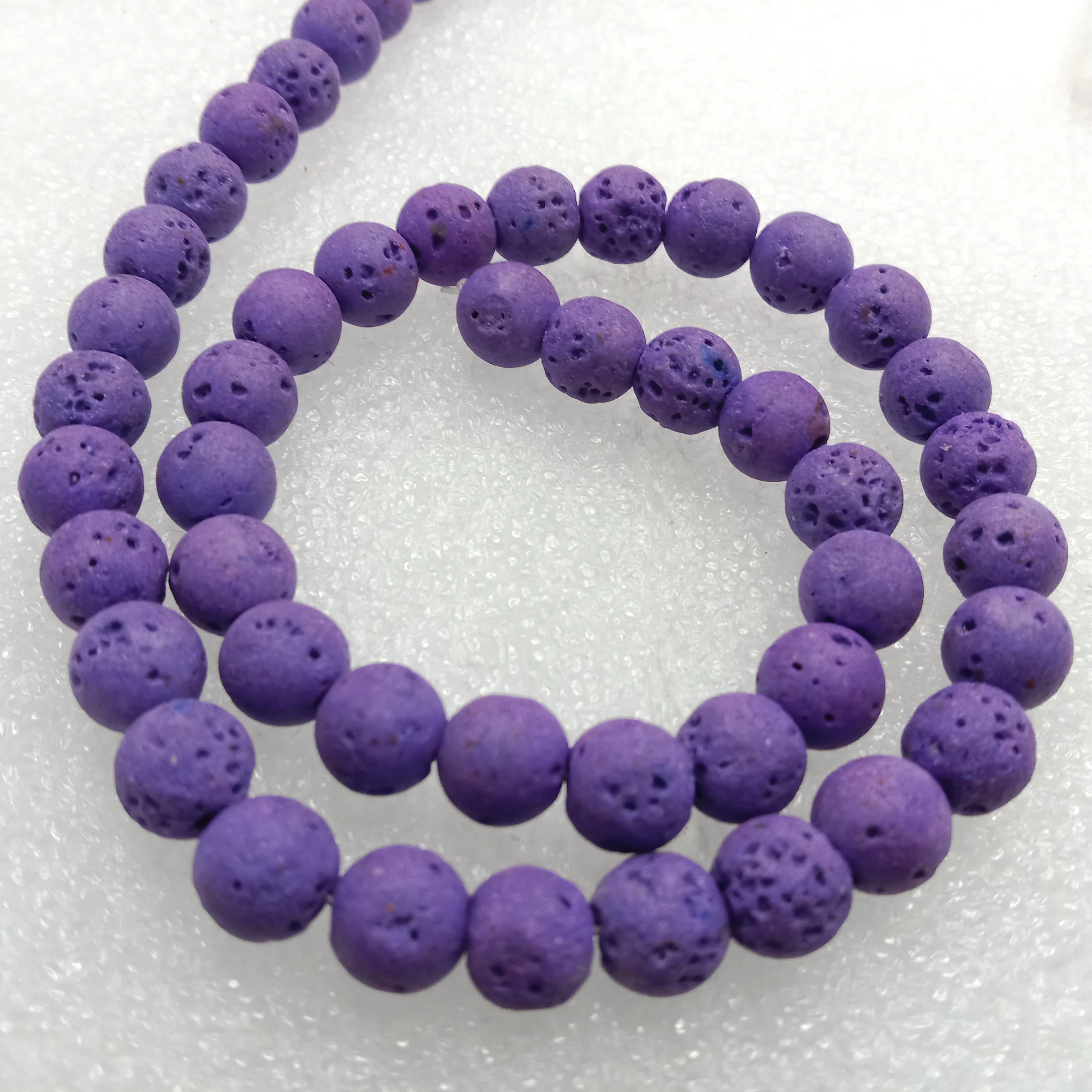 Purple round shape lava beads 8 mm 1 string