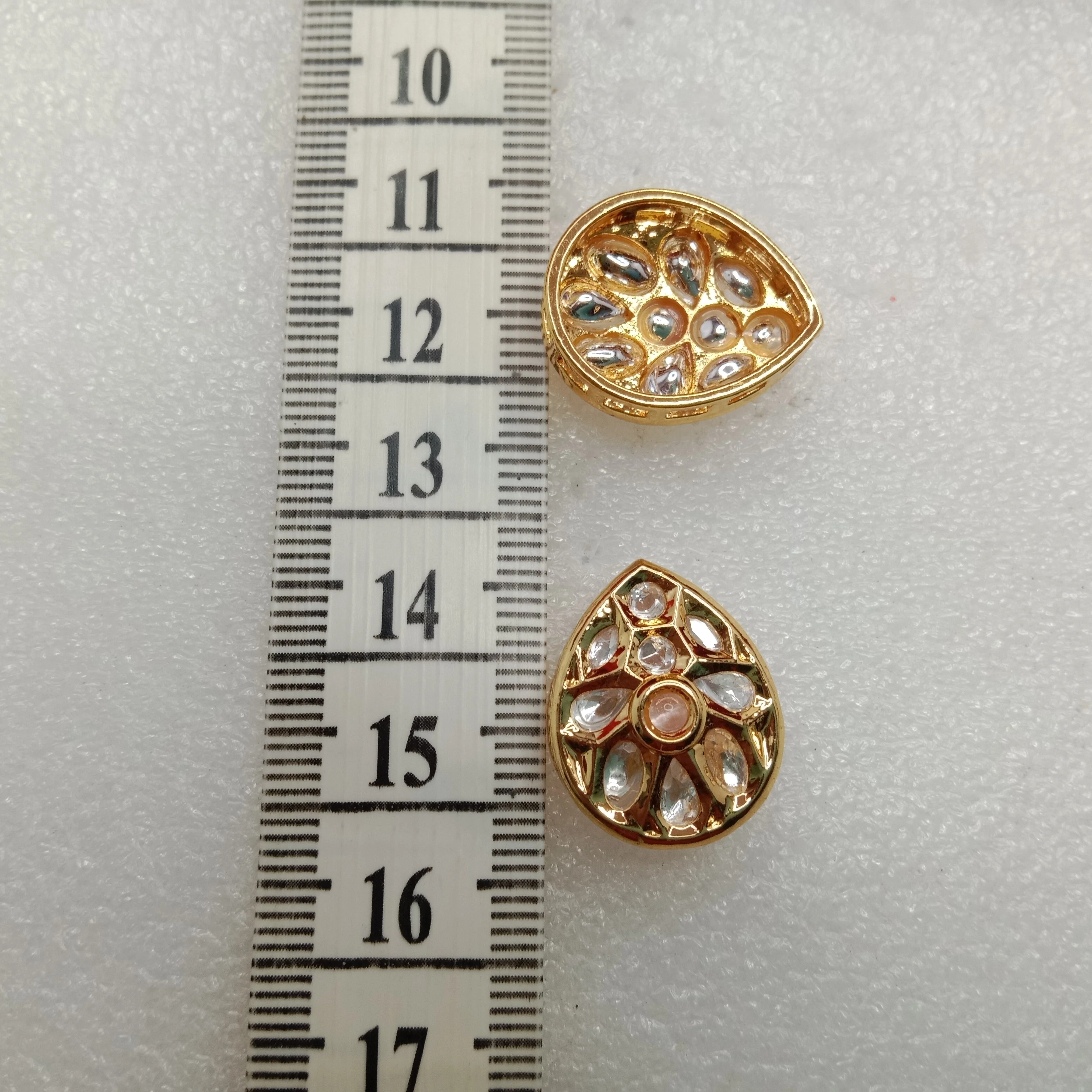 Light pink (6pcs) high quality drop shape kundan connectors 20mm(2cm)