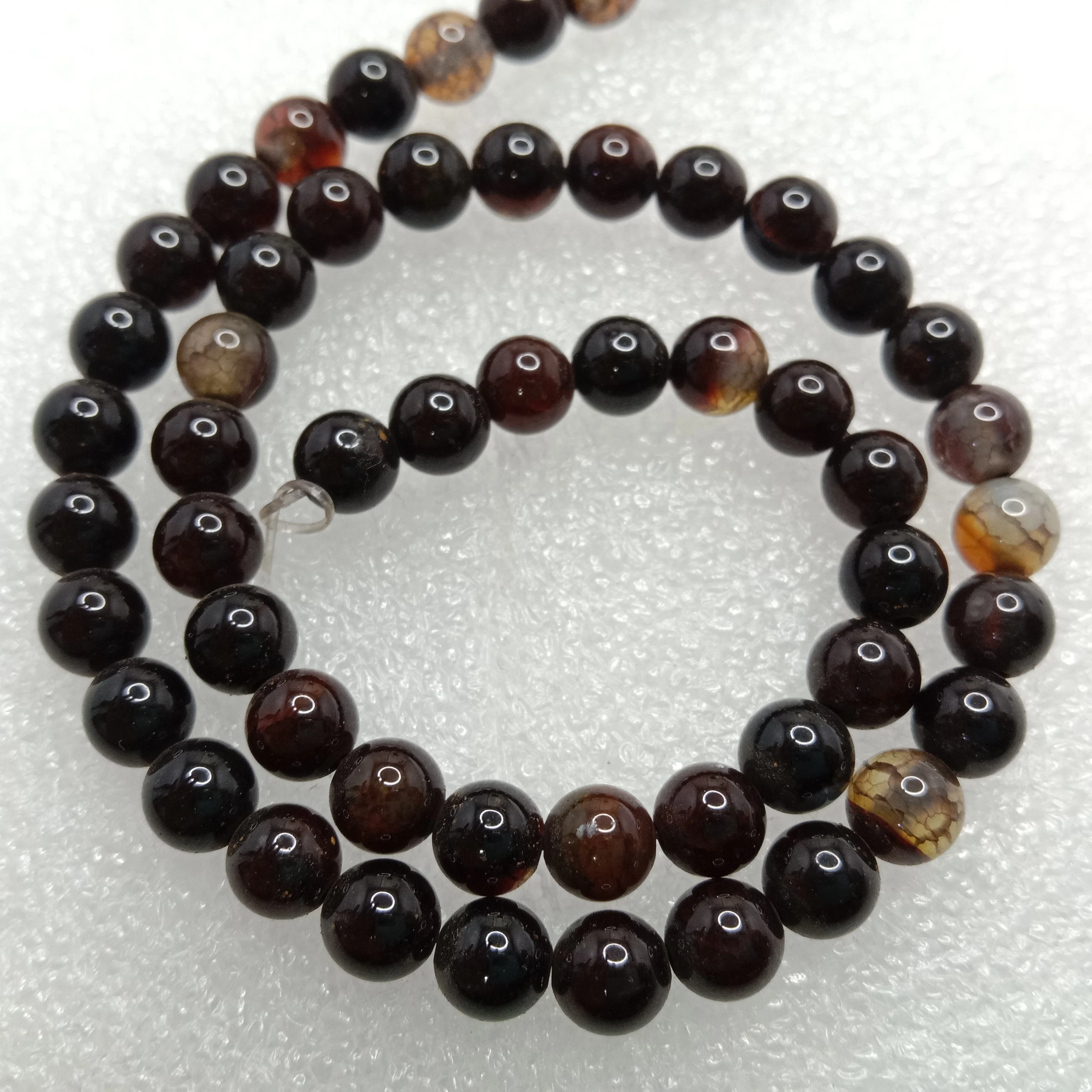 Brown toned 6mm plan agate beads 1 string