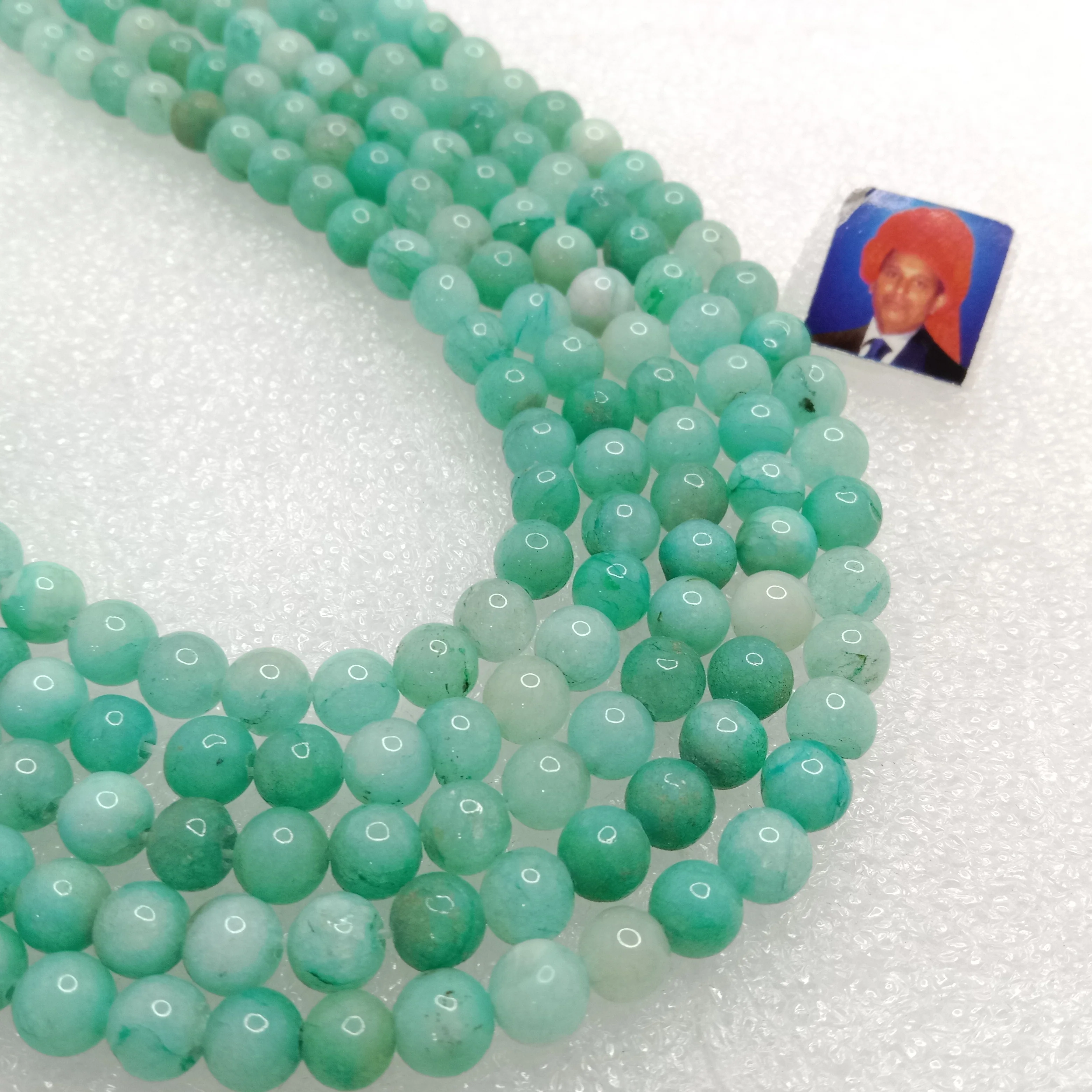 Mix green 6mm plan agate beads 1 string
