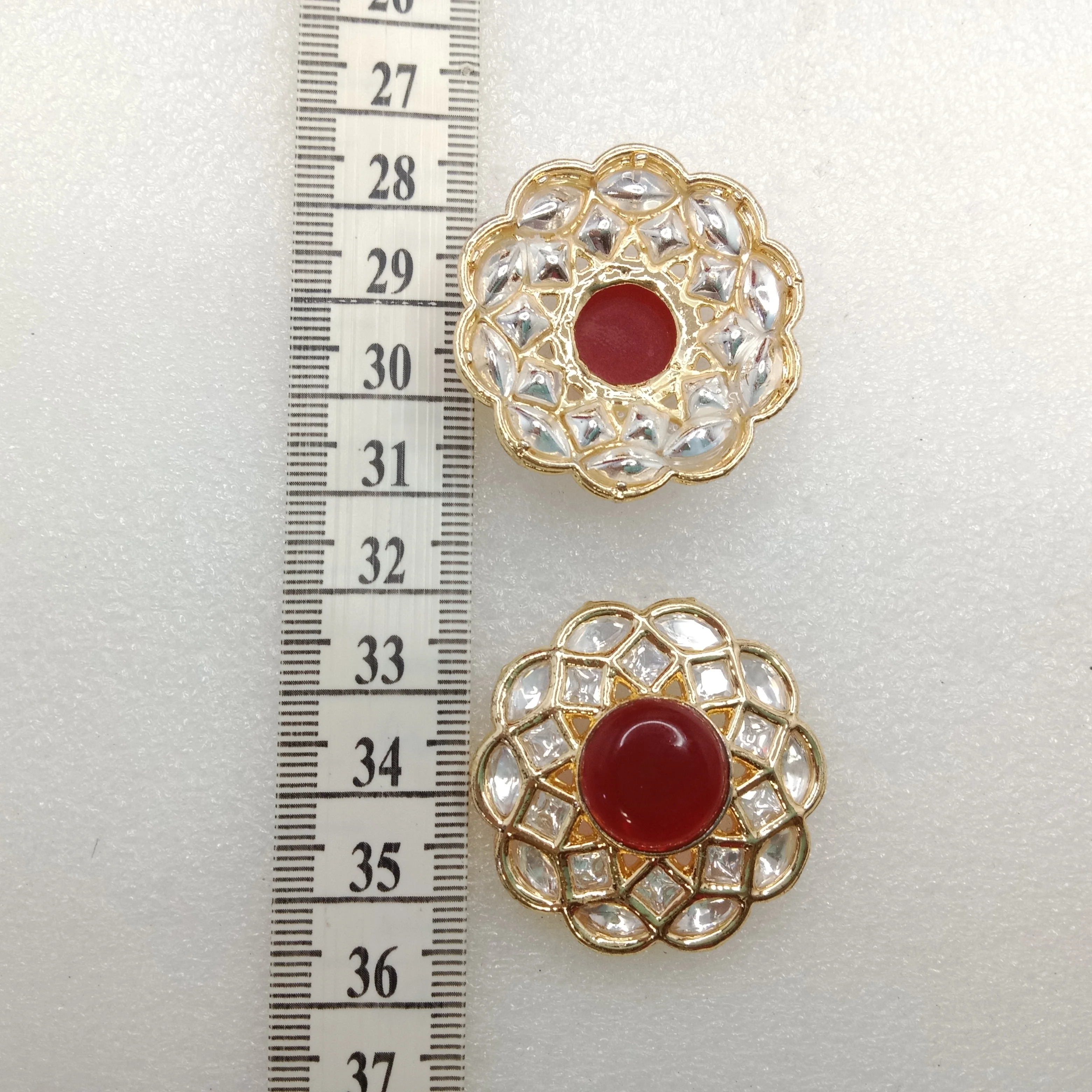Red (2pcs) high quality kundan connectors flower shape 37mm(4cm)