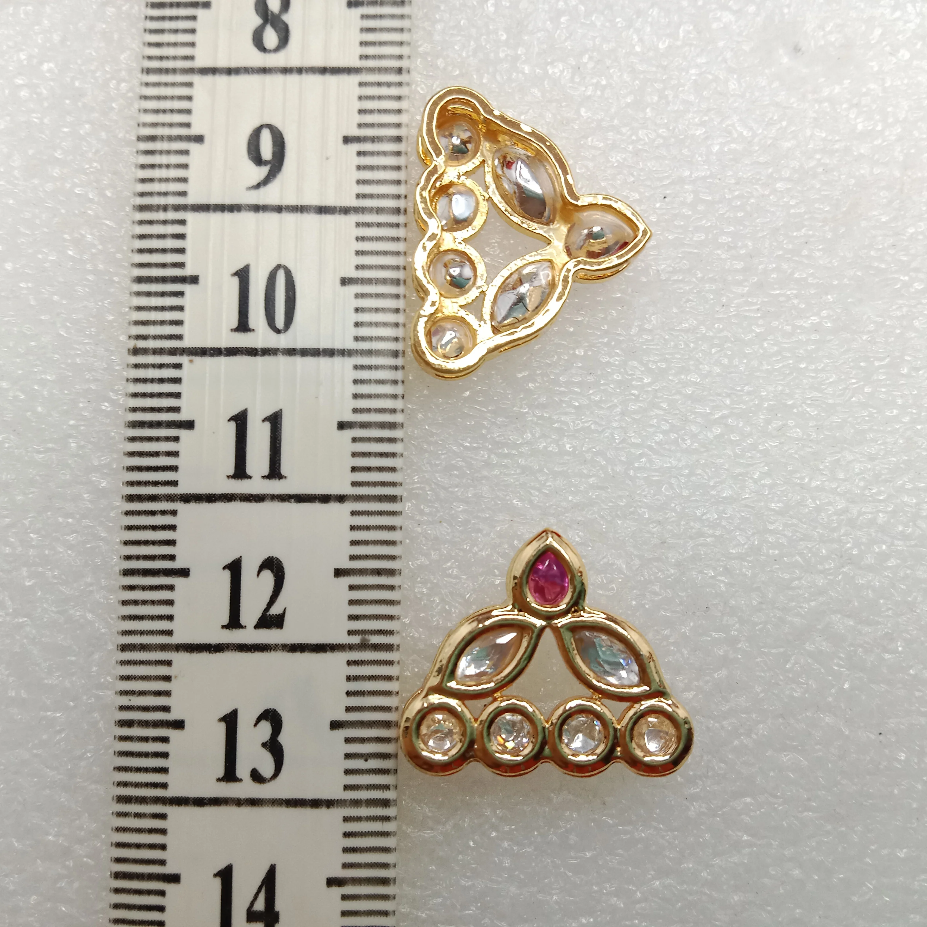 Dark pink (6pcs) high quality  samosa shape kundan connectors 18mm(2cm)