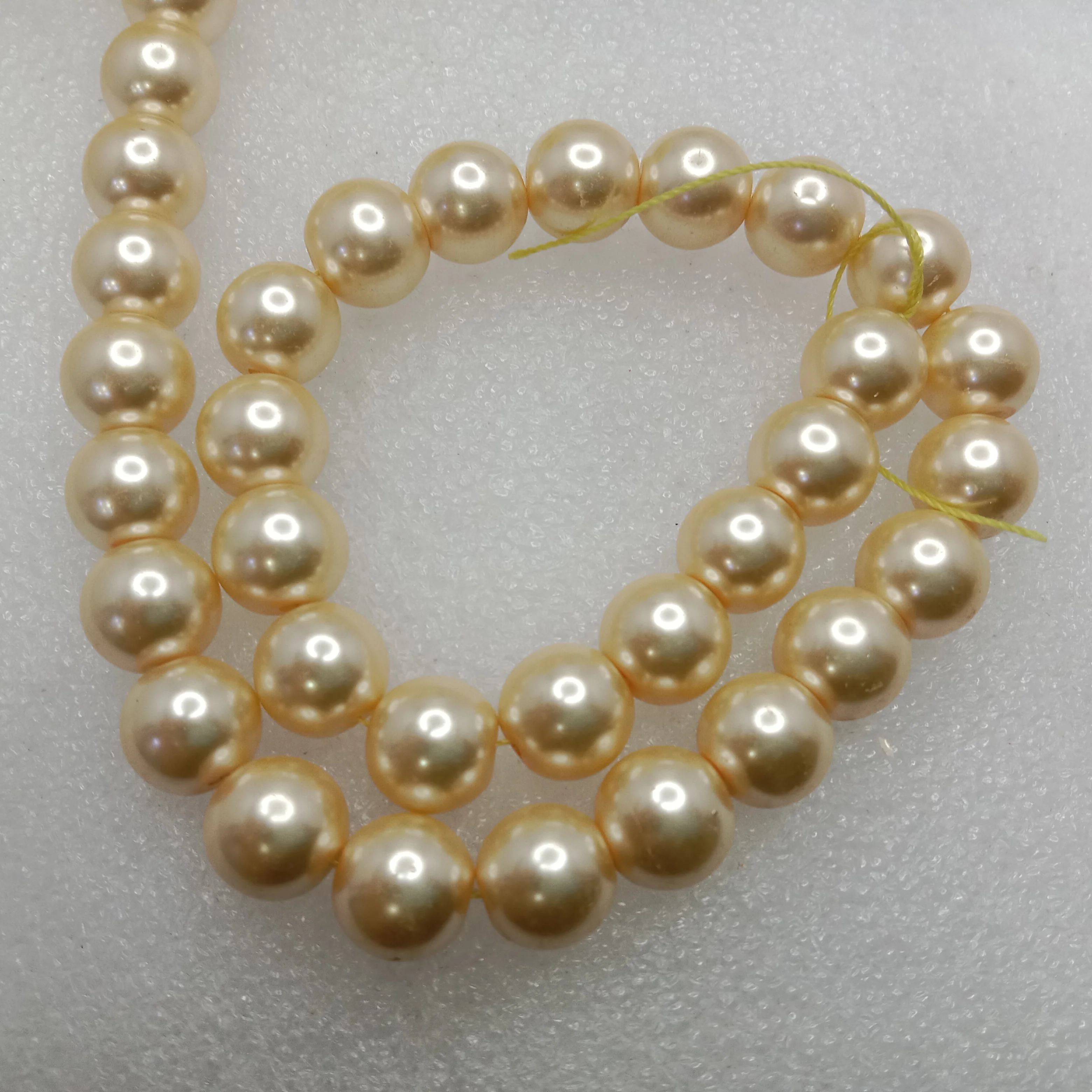 High quality golden metallic pearls 12 mm 1 string