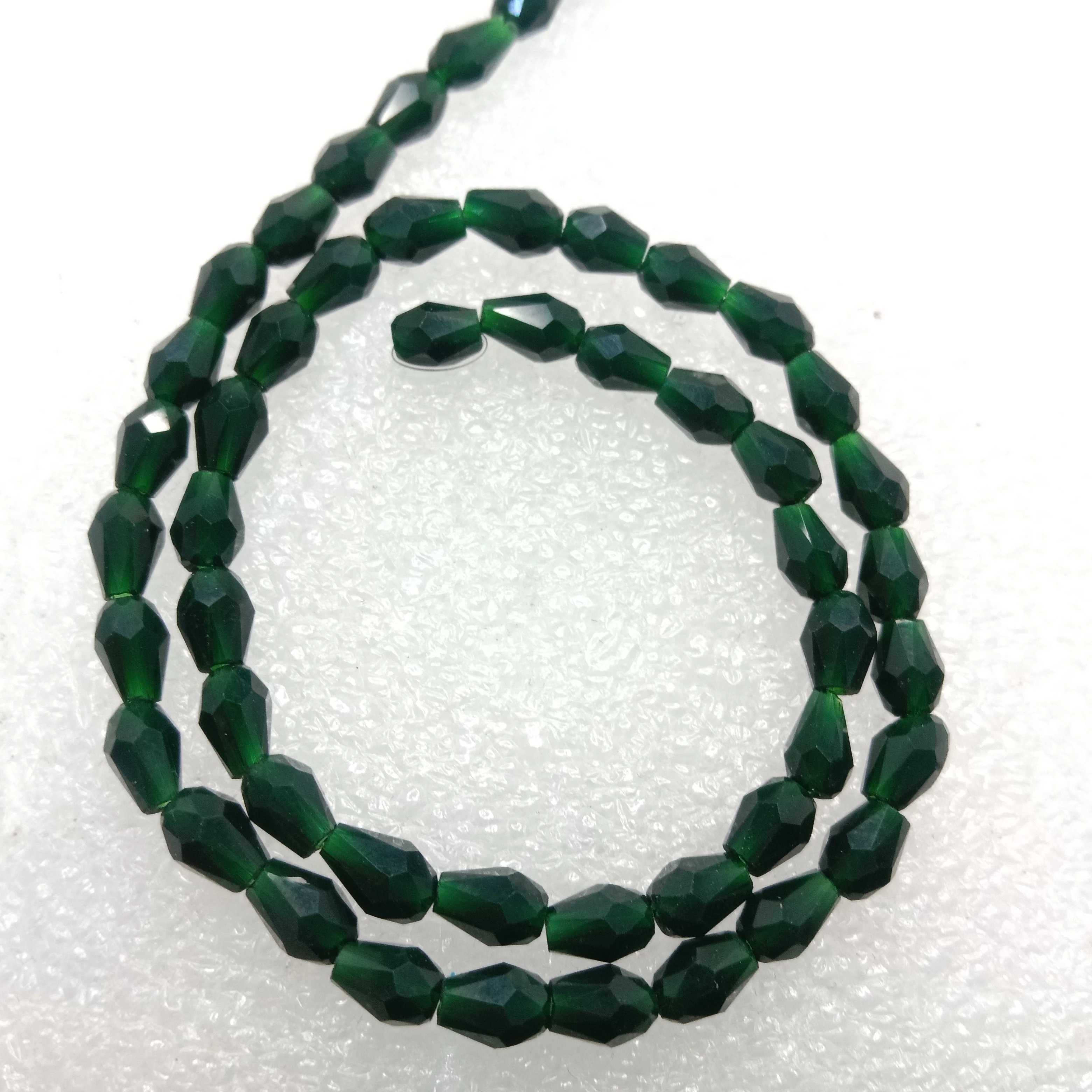 high quality dark green drop shape crystal beads 4x4mm 1 string